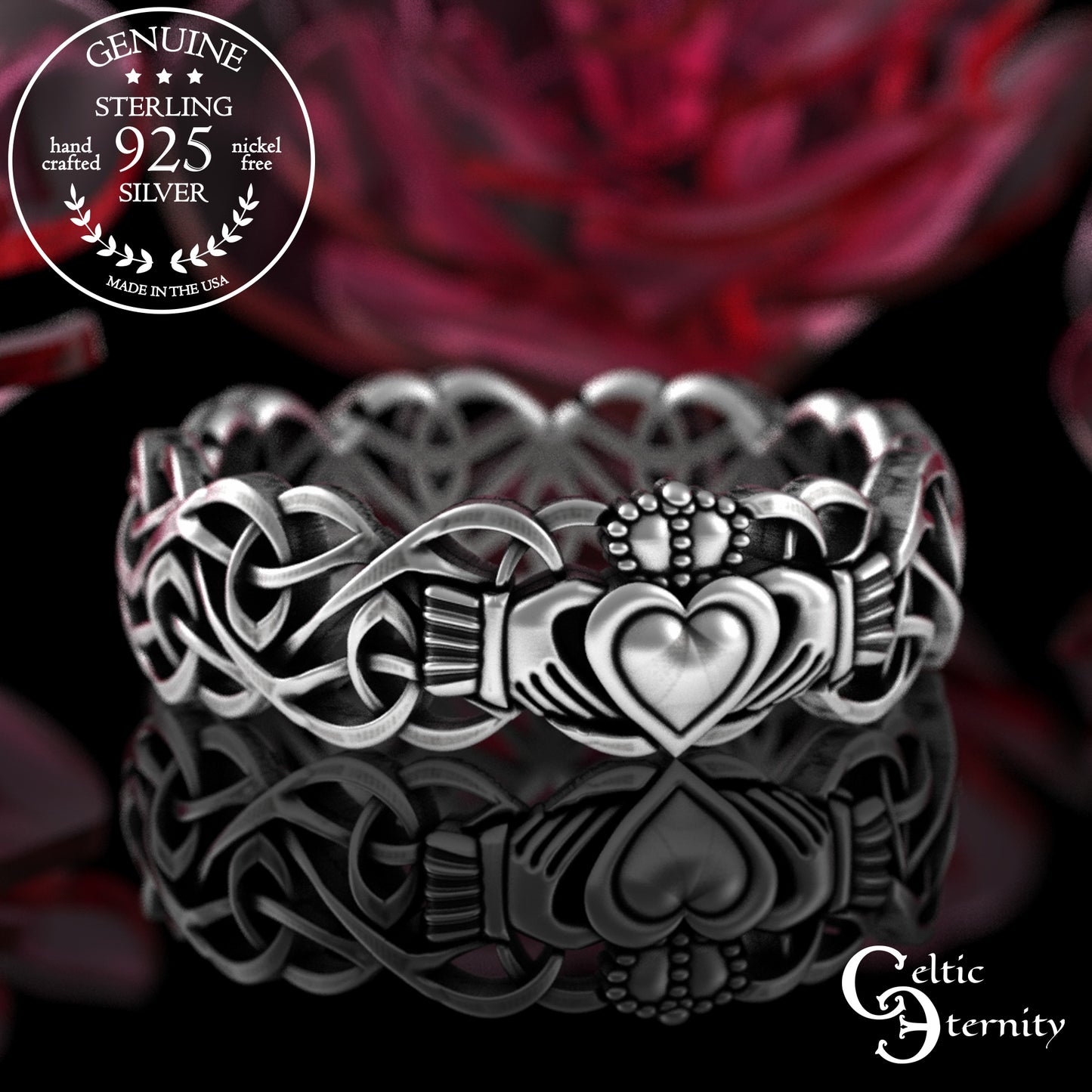 Sterling Women's Traditional Celtic Claddagh Trinity Wedding Band, 3236