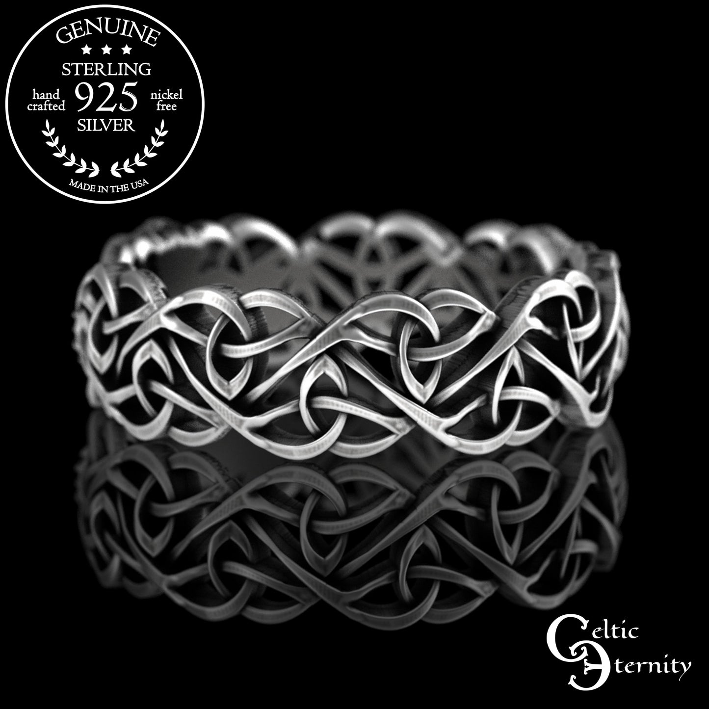 Sterling Matching Knotwork Claddagh Wedding Band Set, 3236 3237