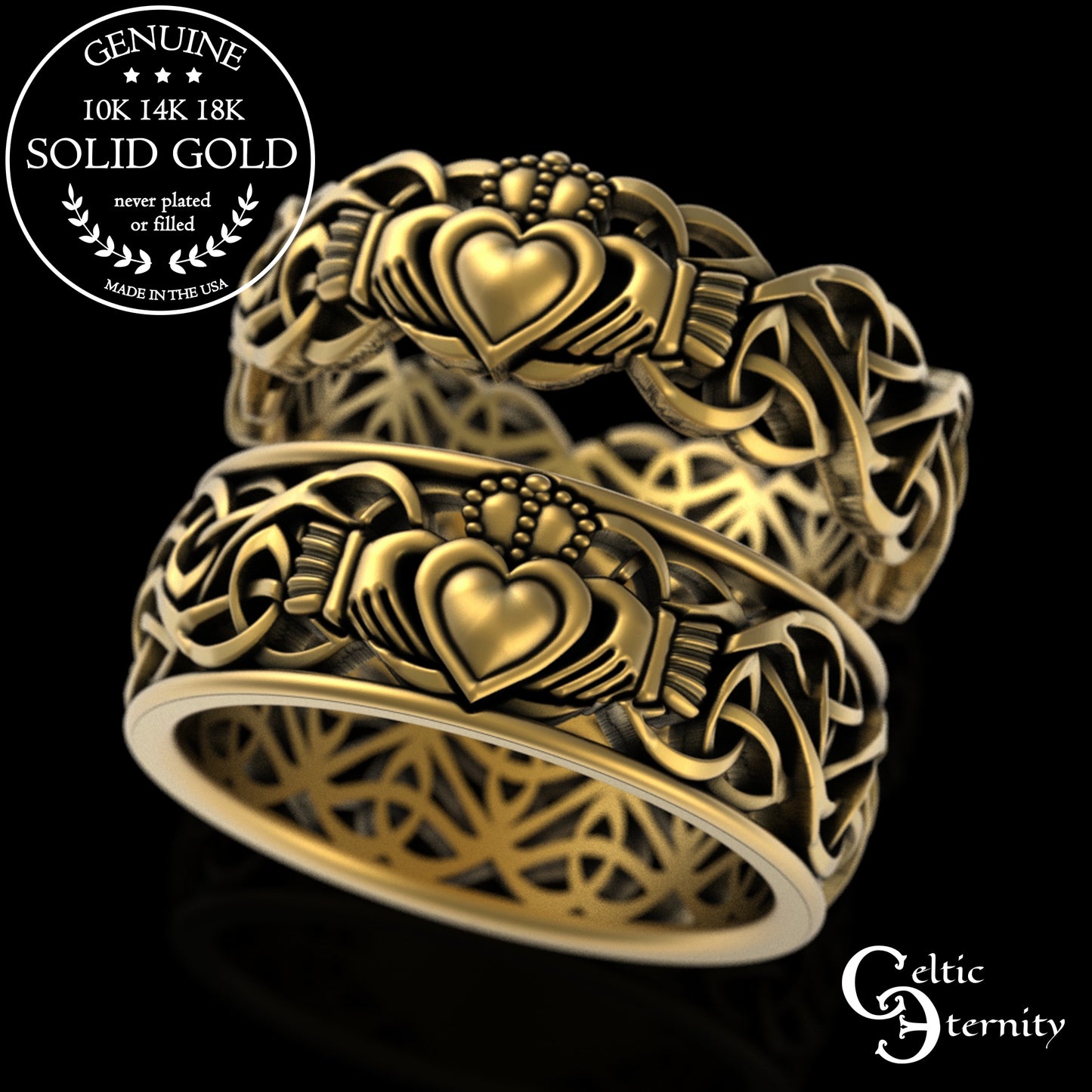 Sterling Women's Traditional Celtic Claddagh Trinity Wedding Band, 3236