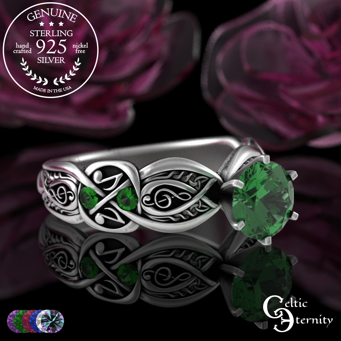 Sterling & Alexandrite Music Note Celtic Engagement Ring, 3272