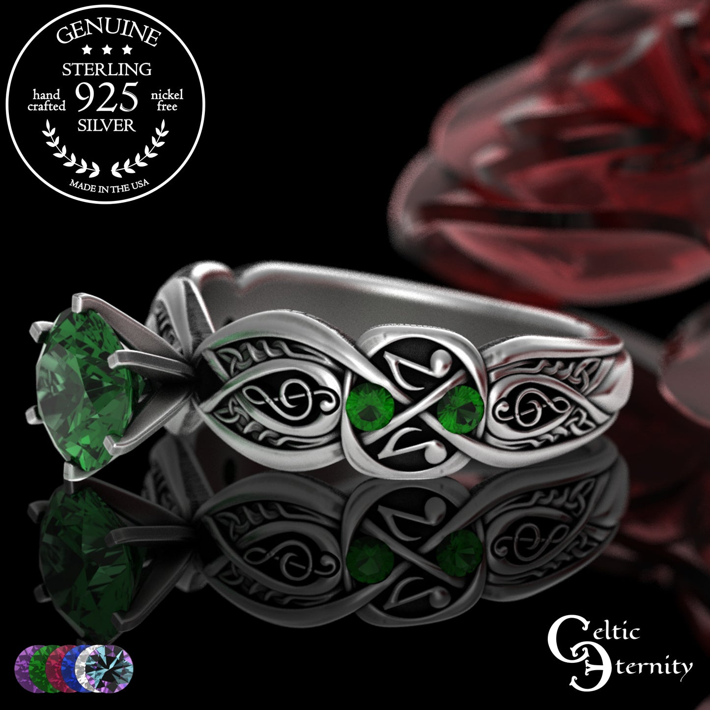 Sterling & Alexandrite Music Note Celtic Engagement Ring, 3272