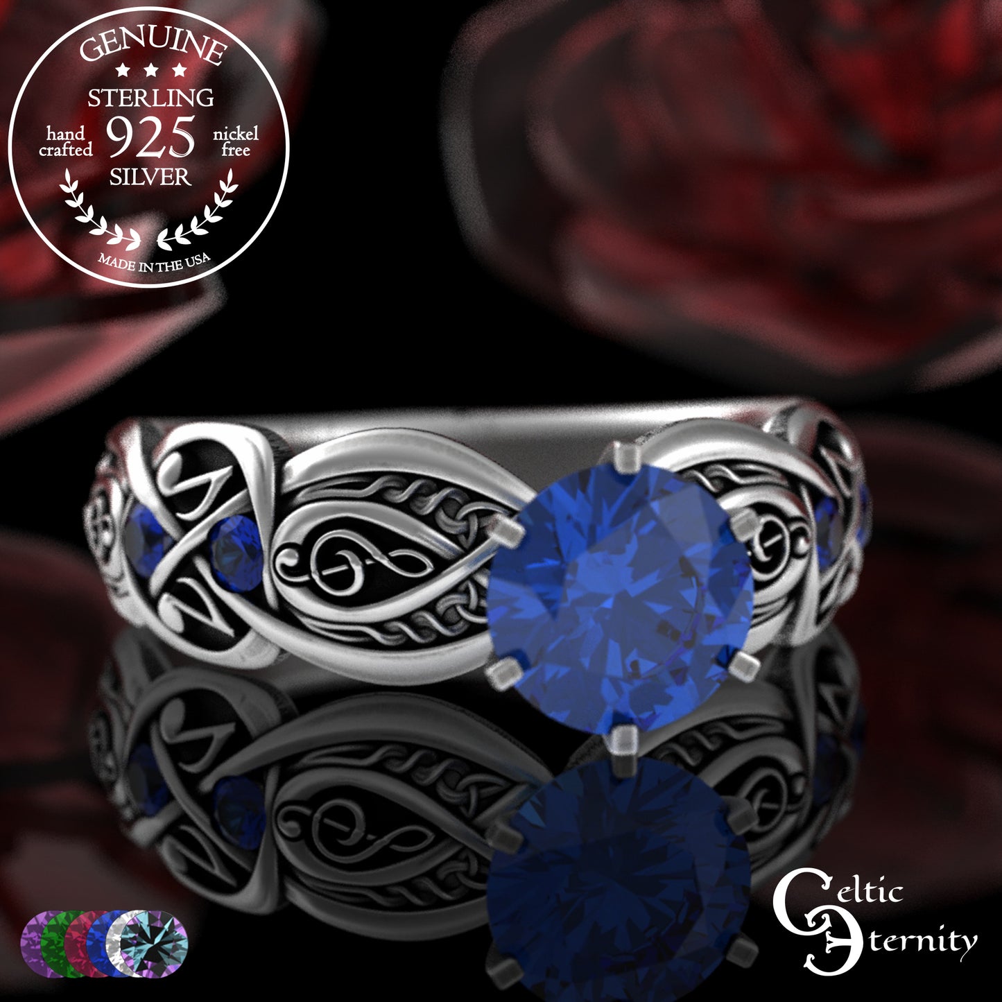 Sterling & Alexandrite Music Note Celtic Engagement Ring, 3272