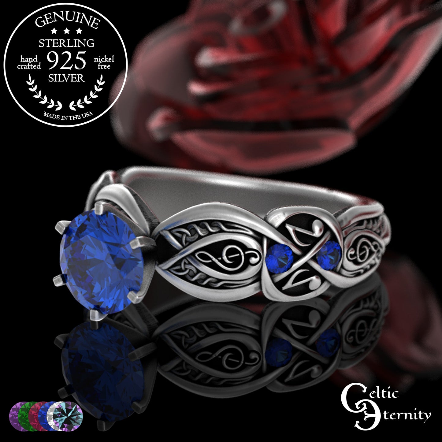 Sterling & Alexandrite Music Note Celtic Engagement Ring, 3272