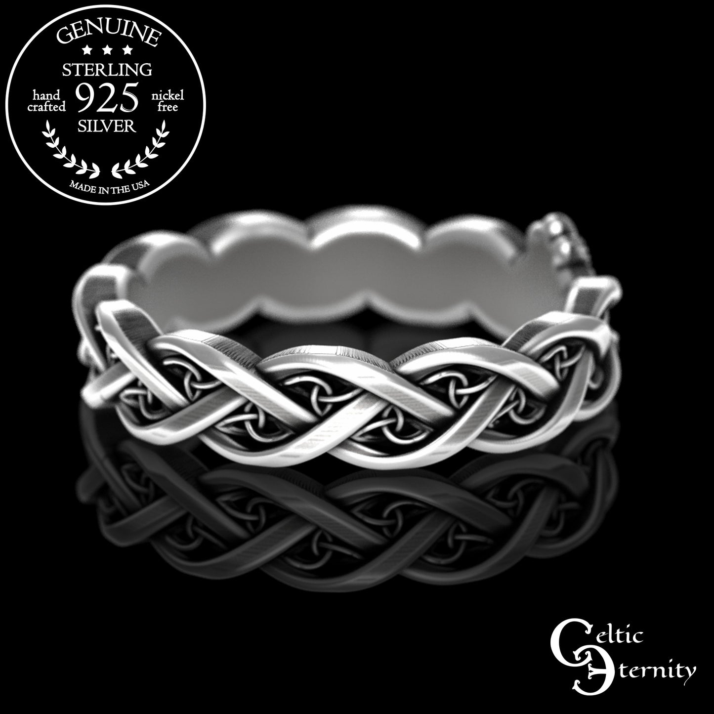 Sterling Woman's Dainty Claddagh Wedding Band - Celtic Heart Hands Crown, 3280