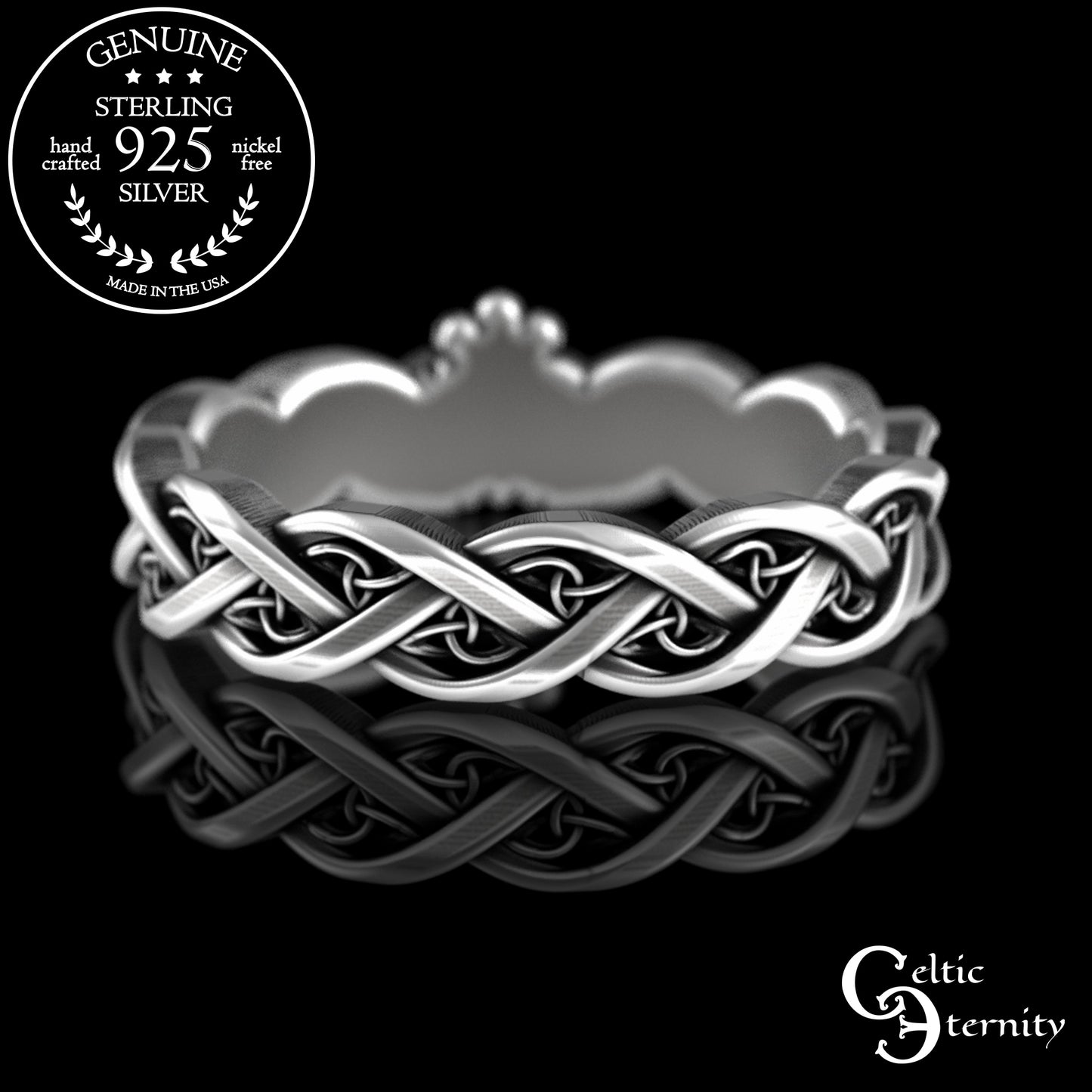 Sterling Silver Celtic Claddagh Matching Wedding Band Set, 3280 3222