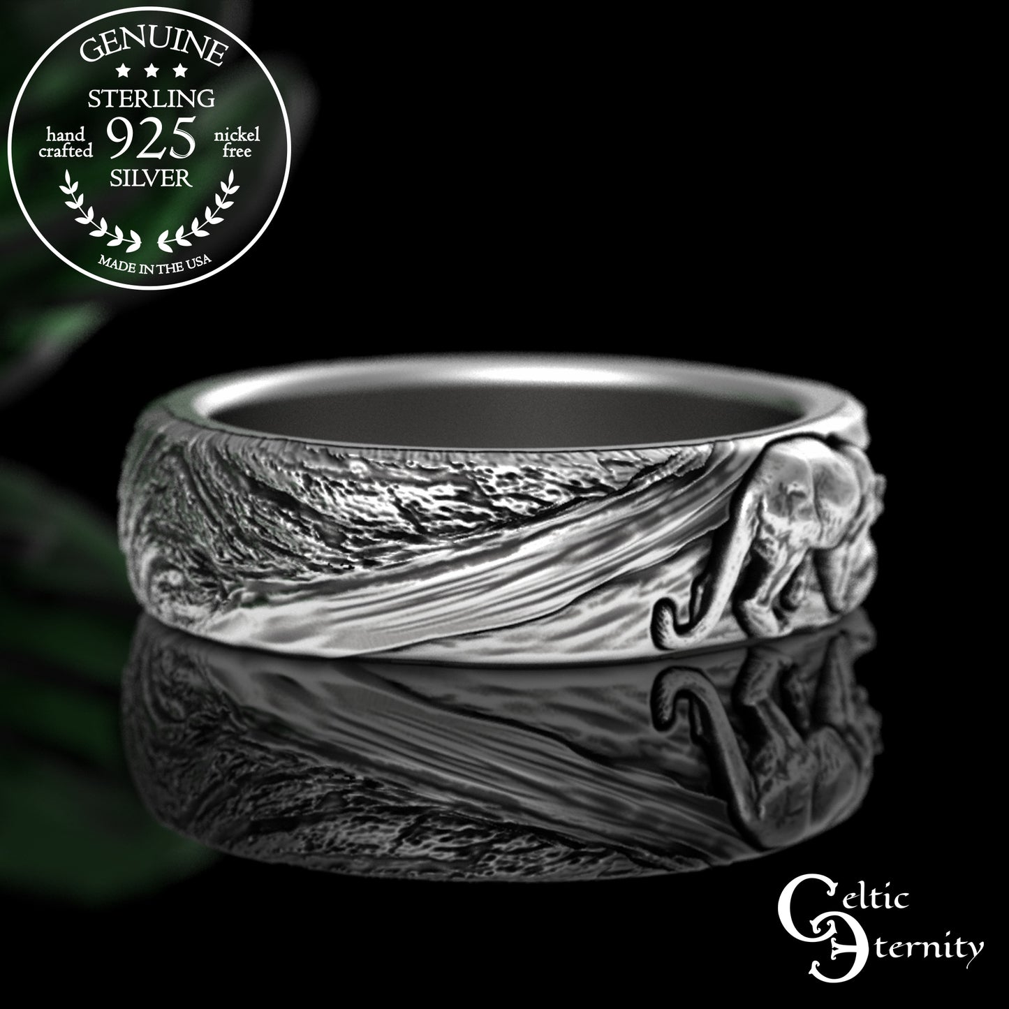 Sterling Silver Mountain Lion or Fighting Cougar Ring, 3286