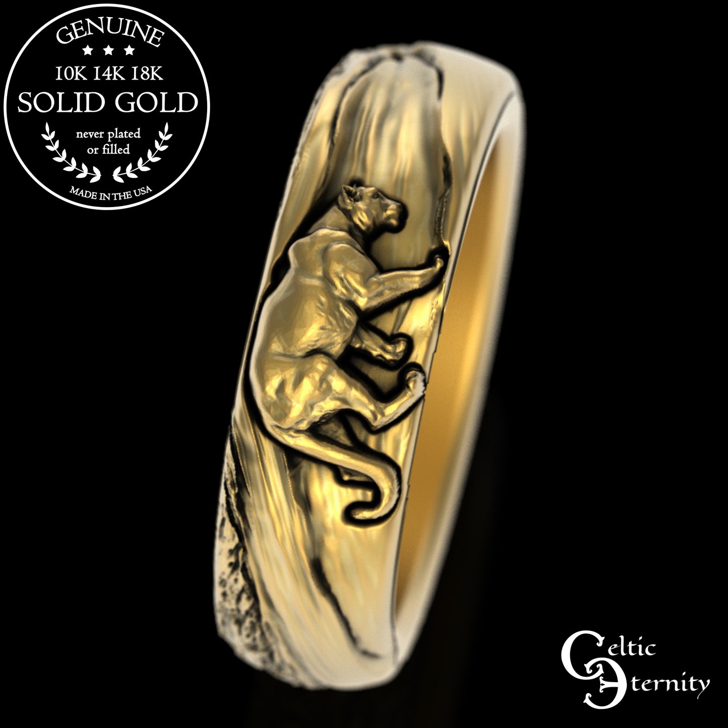 Sterling Silver Mountain Lion or Fighting Cougar Ring, 3286
