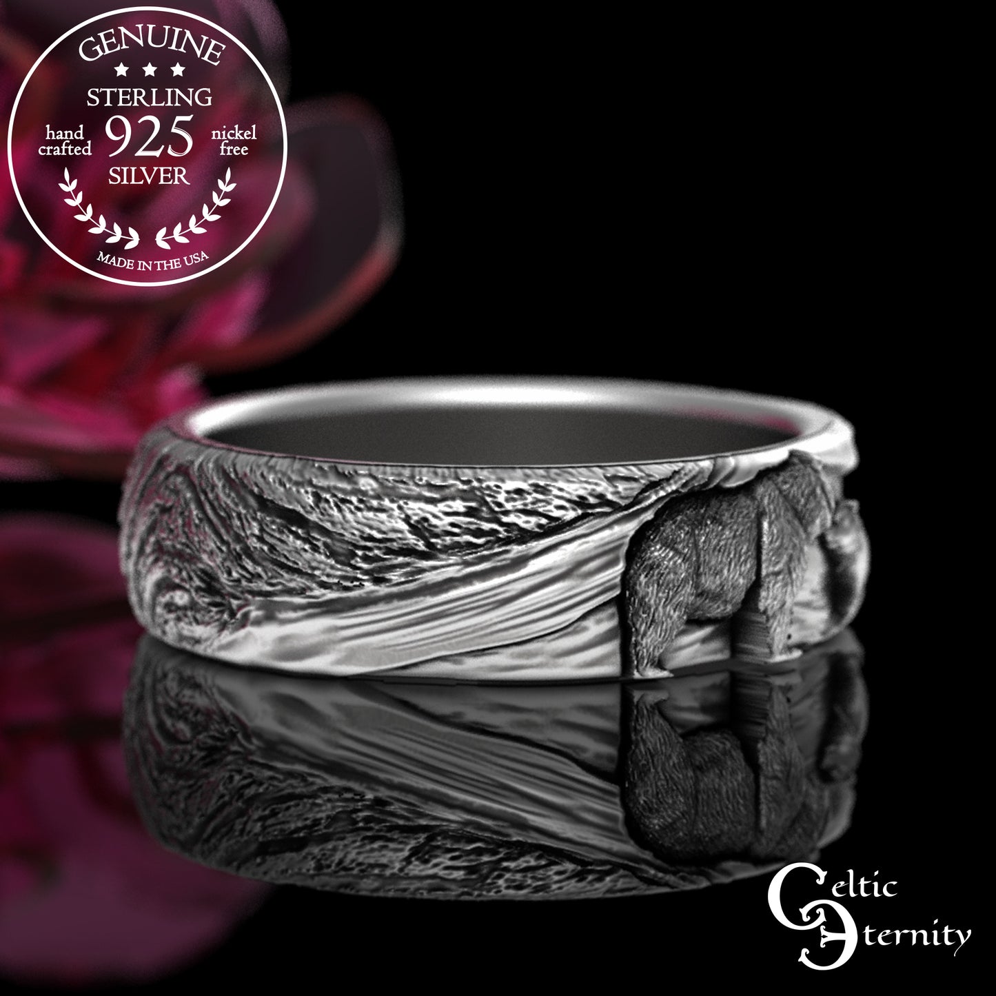 Sterling Silver Mama/Papa Bear & Baby Cub Ring, 3293