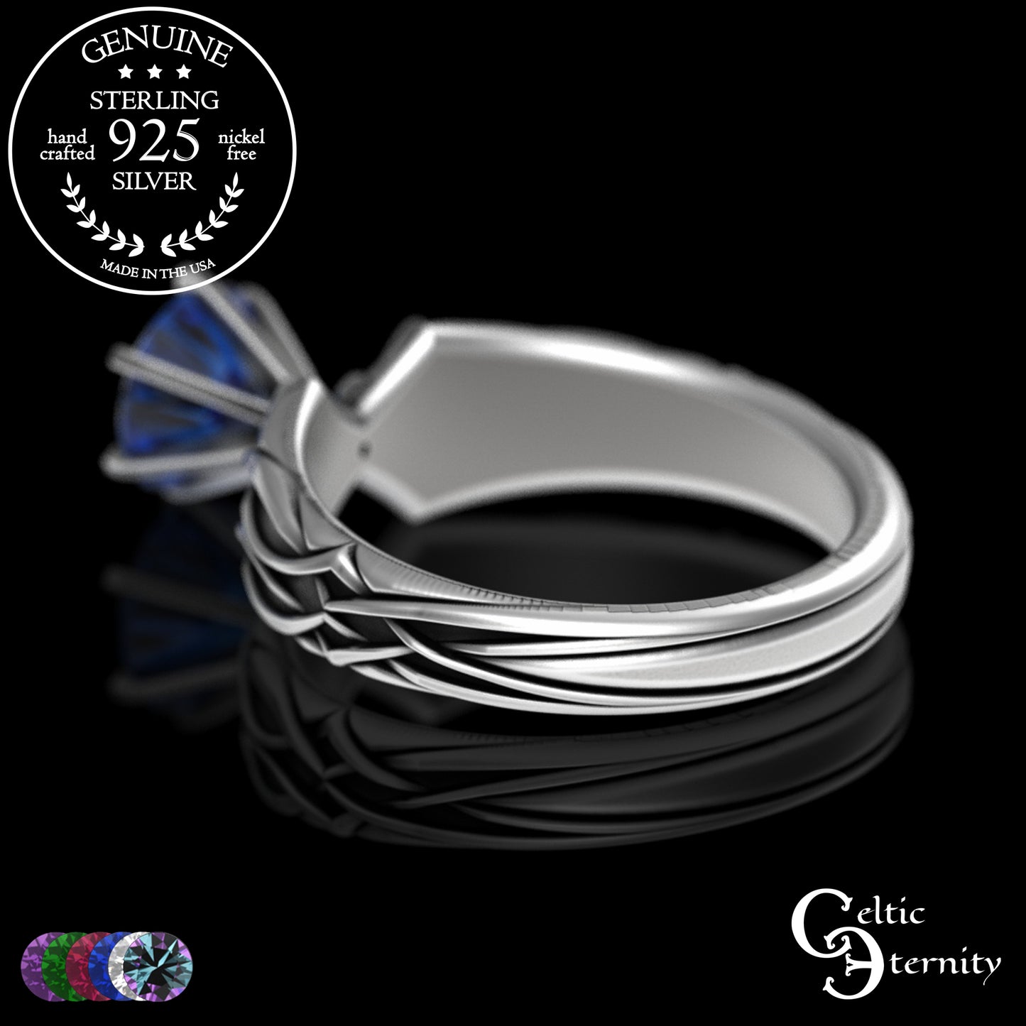 Sterling Alexandrite Celtic Engagement Ring with Diamond-Knotwork, 3343