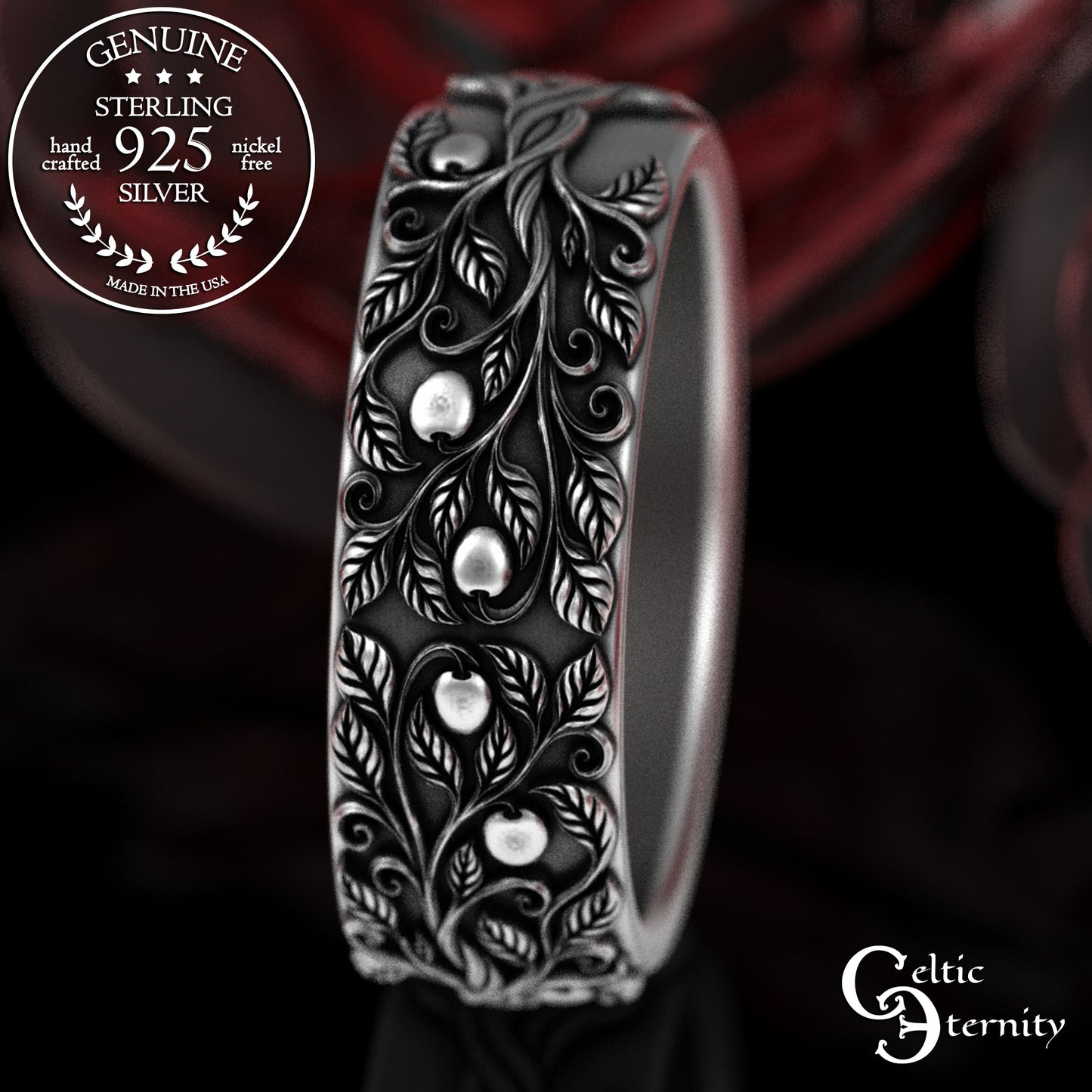 Sterling Silver Celtic Woven Tree of Life Wedding Band, 3354