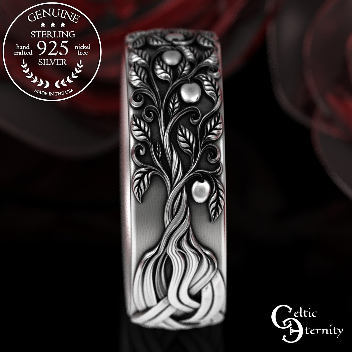 Sterling Silver Celtic Woven Tree of Life Wedding Band, 3354