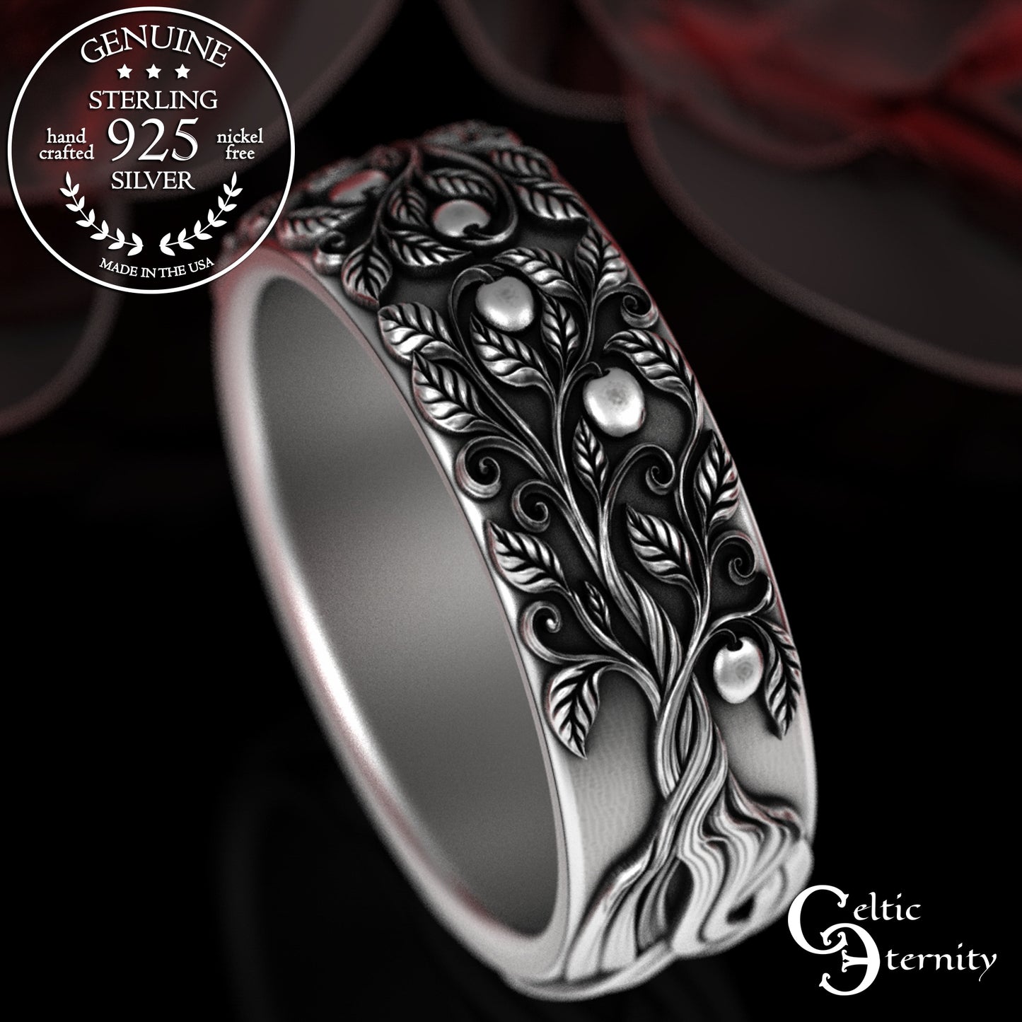 Sterling Silver Celtic Woven Tree of Life Wedding Band, 3354