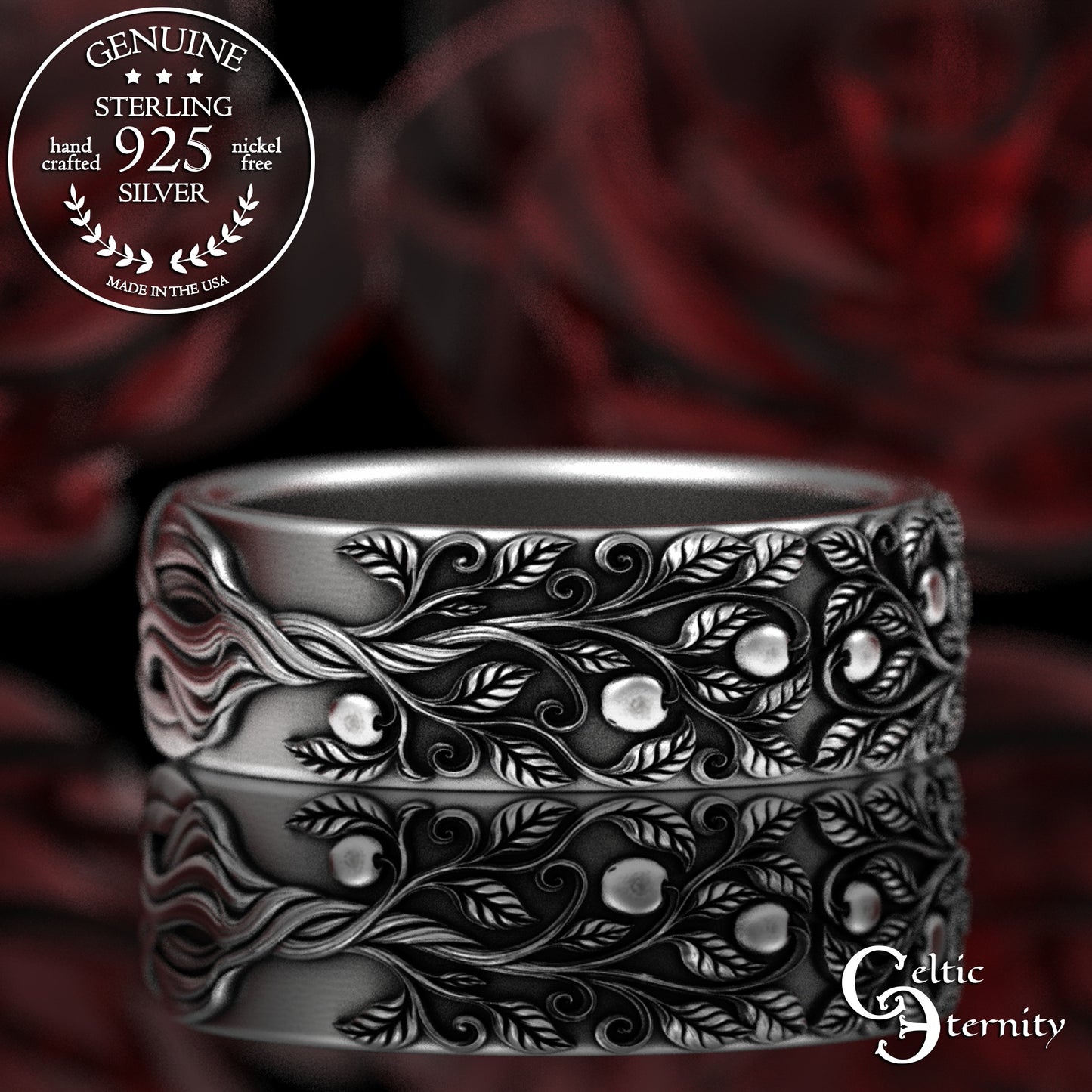 Sterling Silver Celtic Woven Tree of Life Wedding Band, 3354