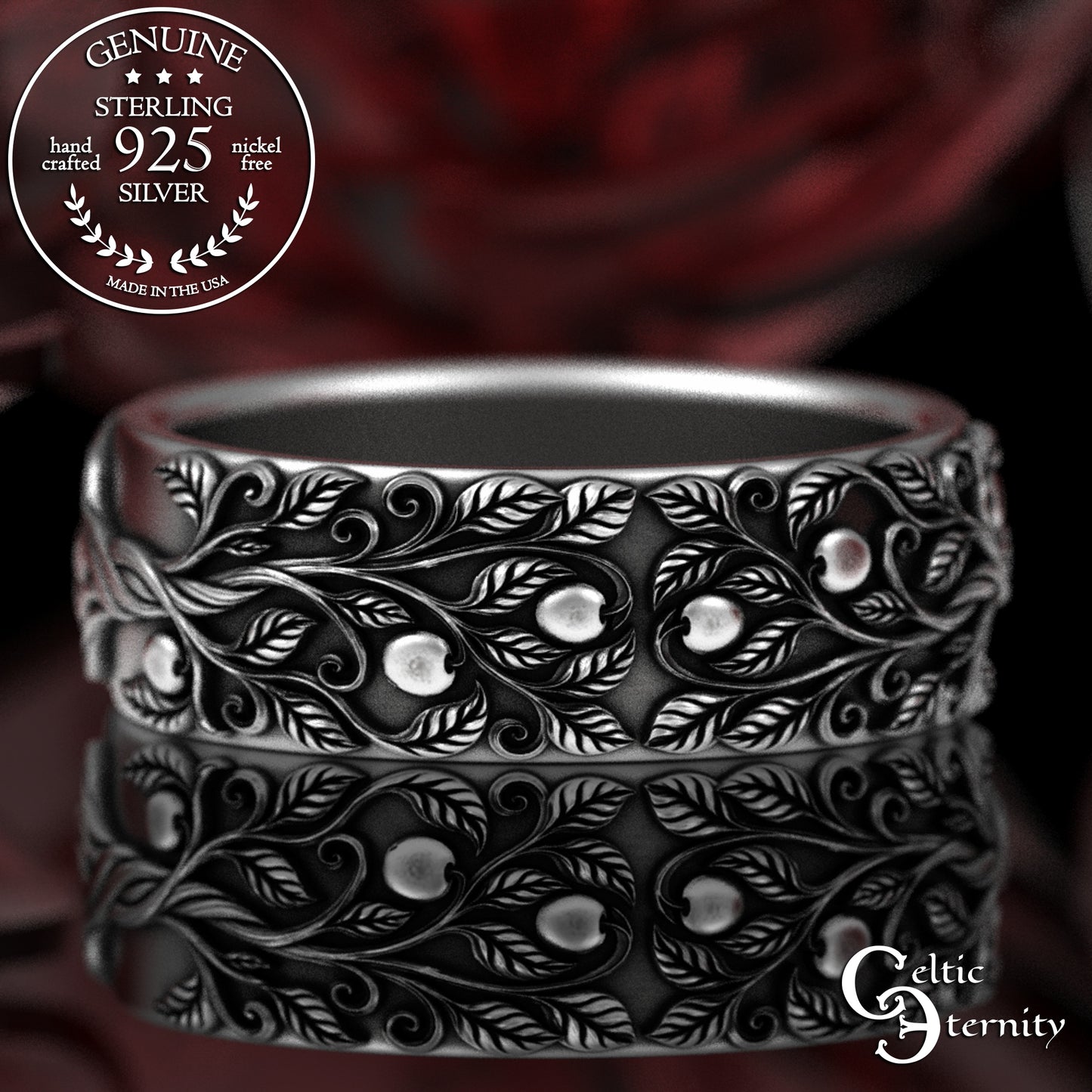Sterling Silver Celtic Woven Tree of Life Wedding Band, 3354