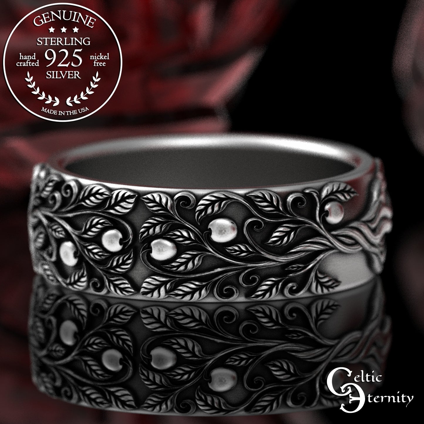 Sterling Silver Celtic Woven Tree of Life Wedding Band, 3354