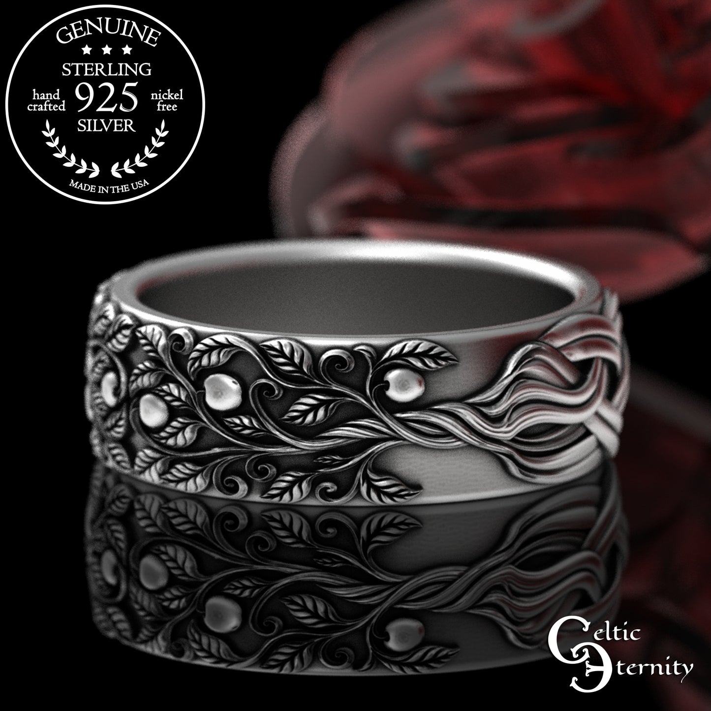 Sterling Silver Celtic Woven Tree of Life Wedding Band, 3354