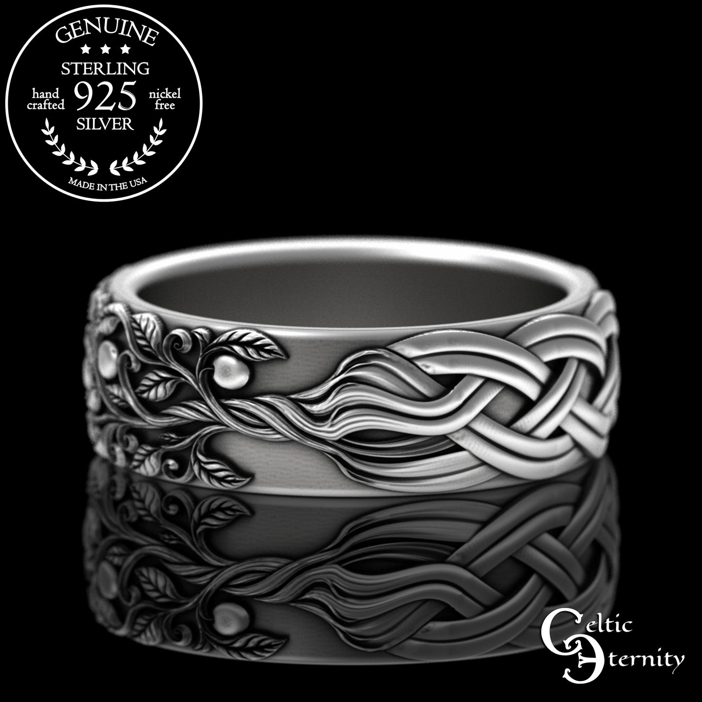 Sterling Silver Celtic Woven Tree of Life Wedding Band, 3354