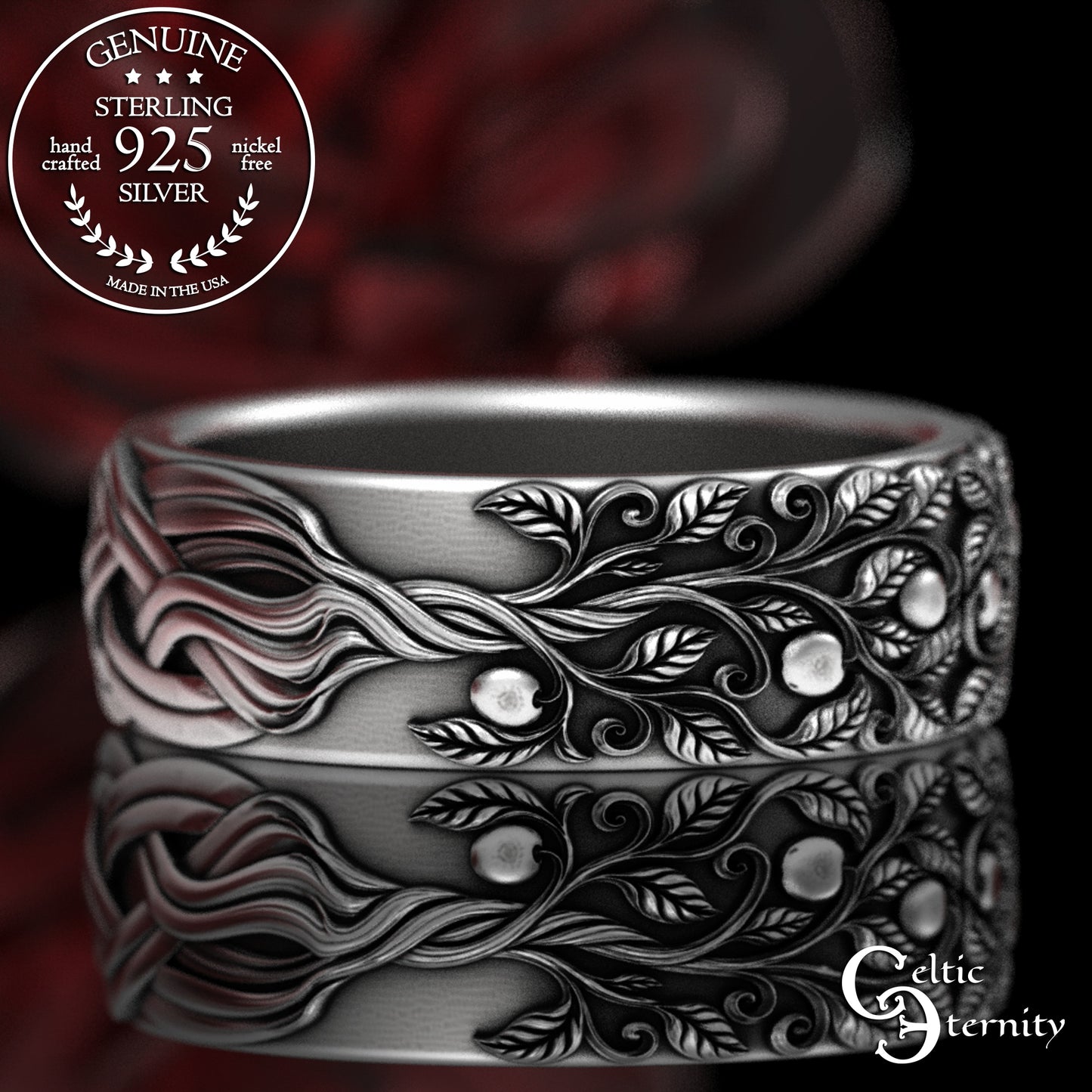 Sterling Silver Celtic Woven Tree of Life Wedding Band, 3354