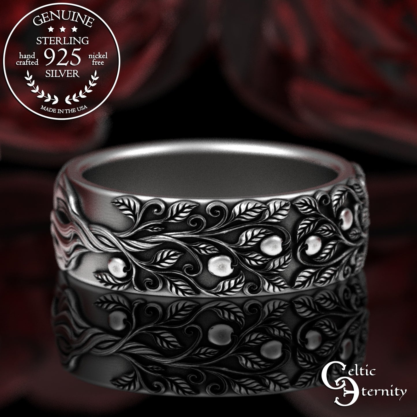 Sterling Silver Celtic Woven Tree of Life Wedding Band, 3354