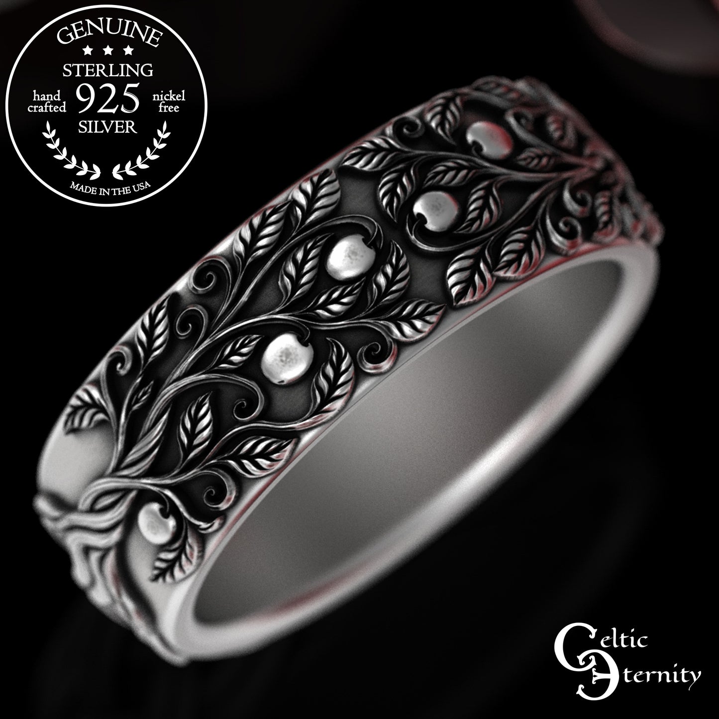 Sterling Silver Celtic Woven Tree of Life Wedding Band, 3354