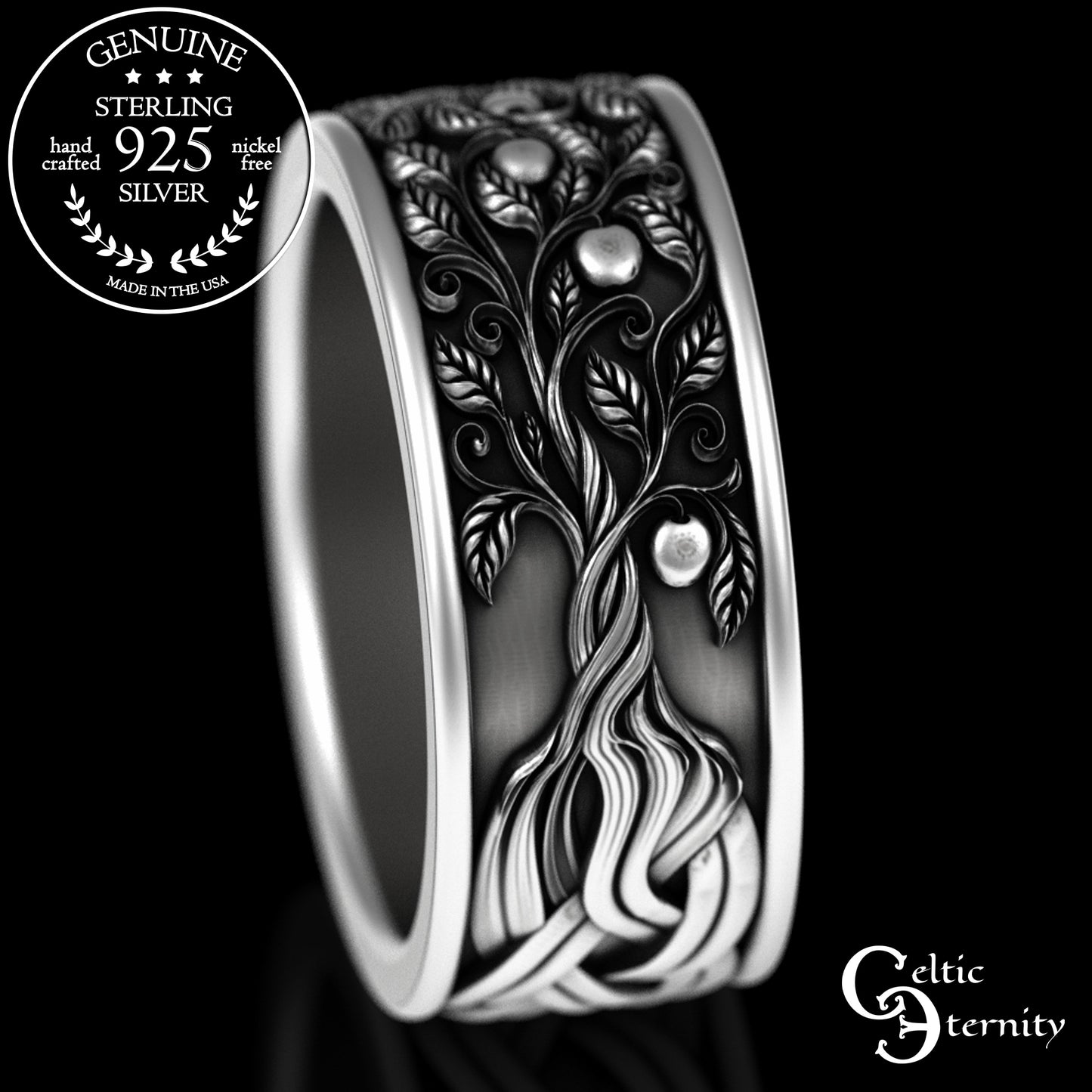 Sterling Men's Celtic Tree of Life Wedding Band, 3355