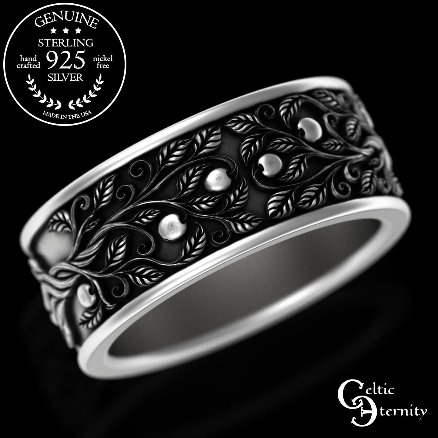 Sterling Men's Celtic Tree of Life Wedding Band, 3355