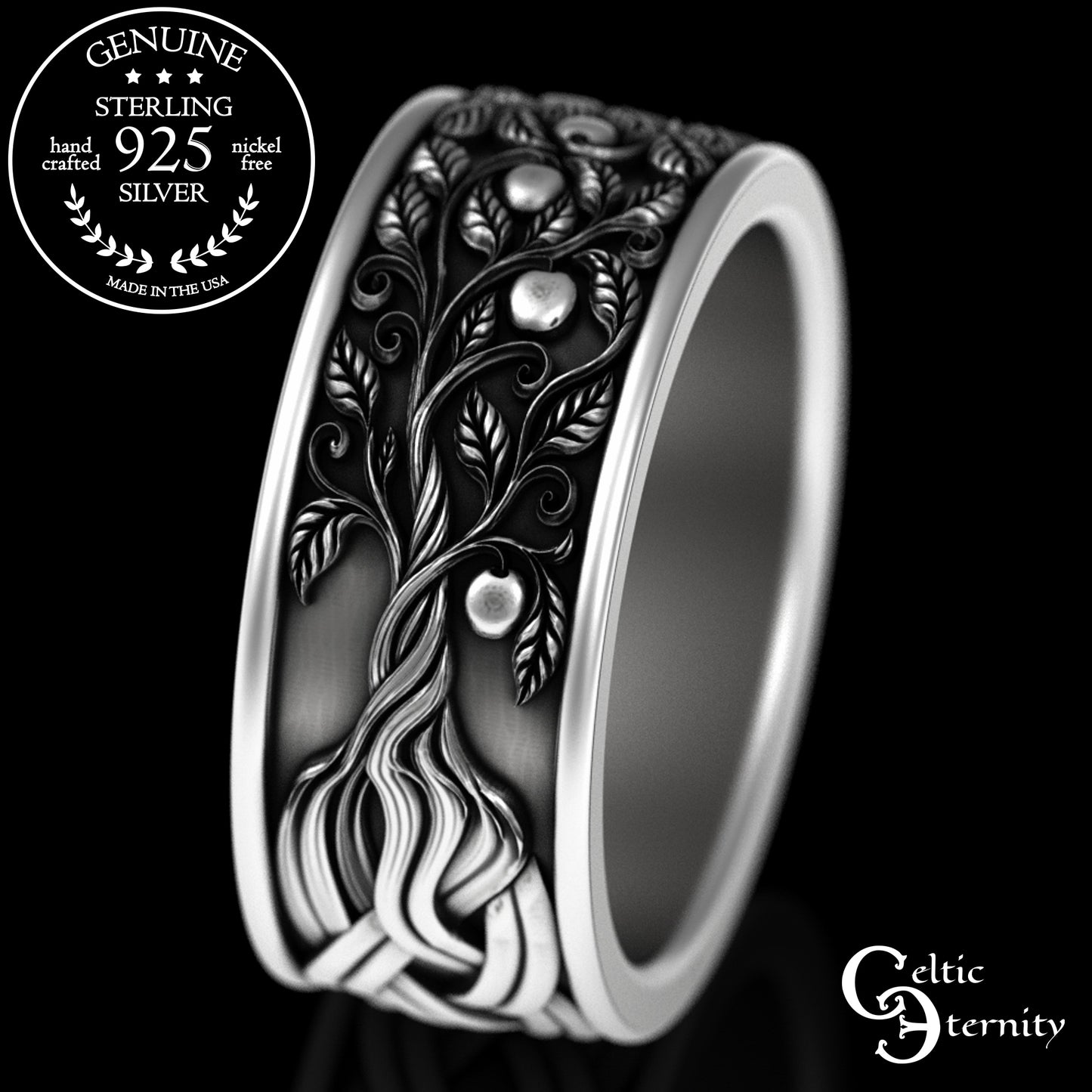 Sterling Men's Celtic Tree of Life Wedding Band, 3355