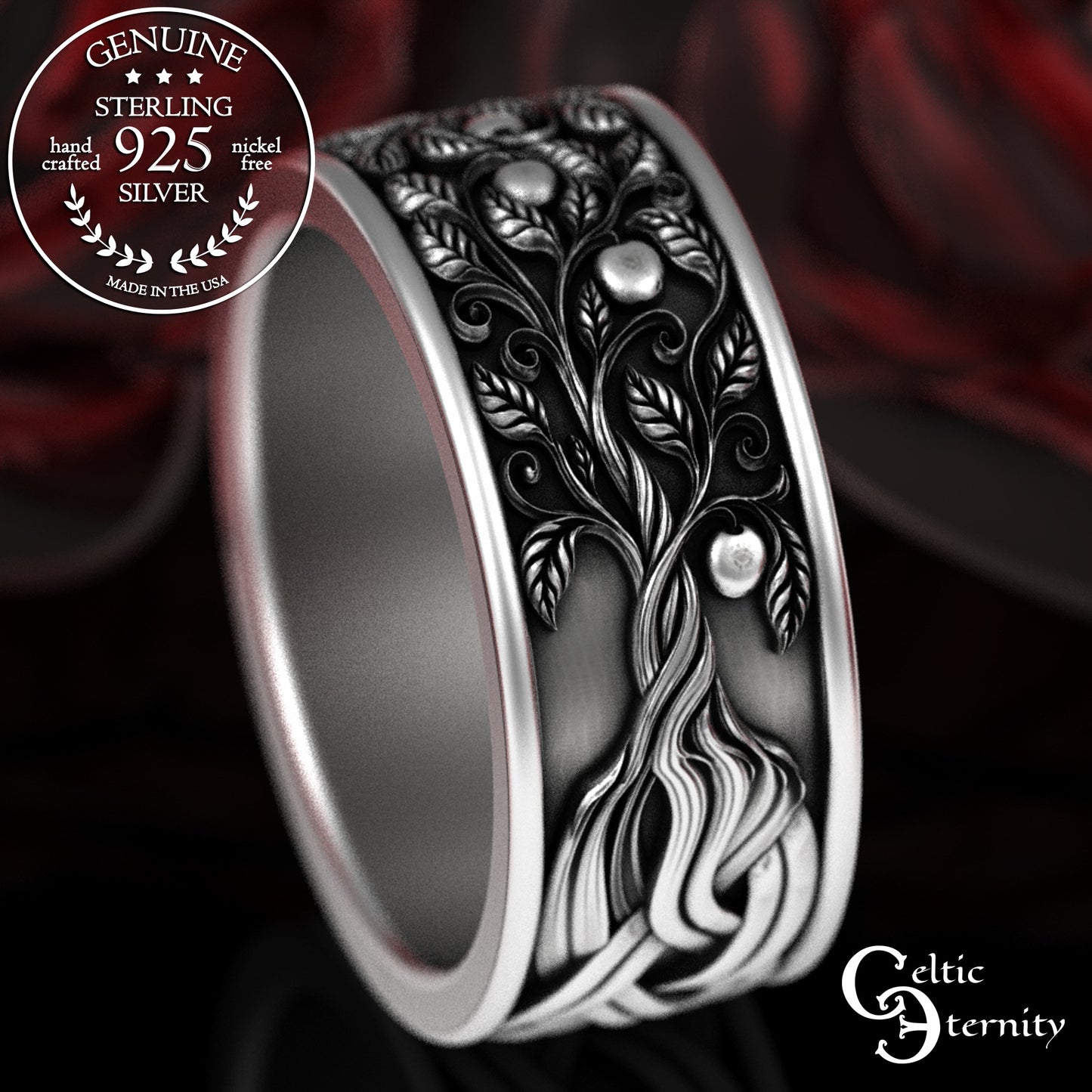 Sterling Men's Celtic Tree of Life Wedding Band, 3355