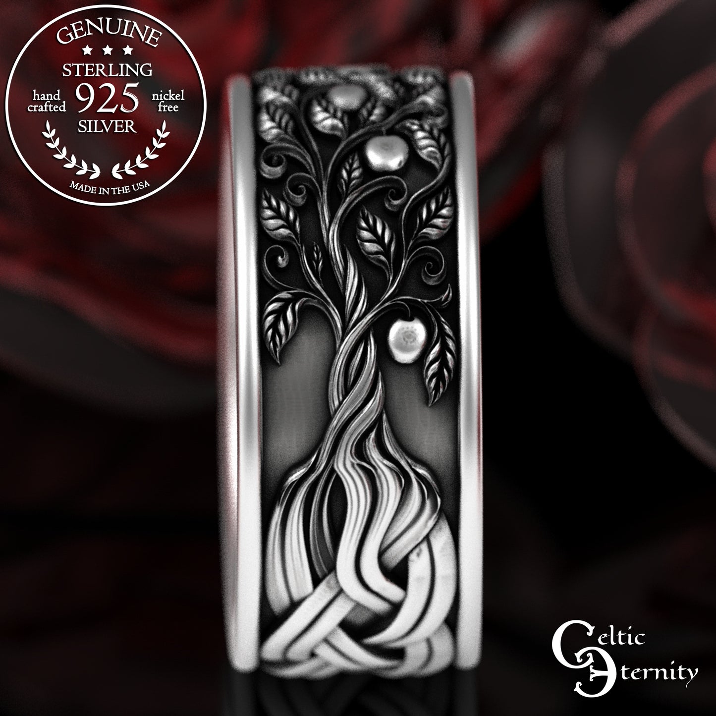 Sterling Men's Celtic Tree of Life Wedding Band, 3355