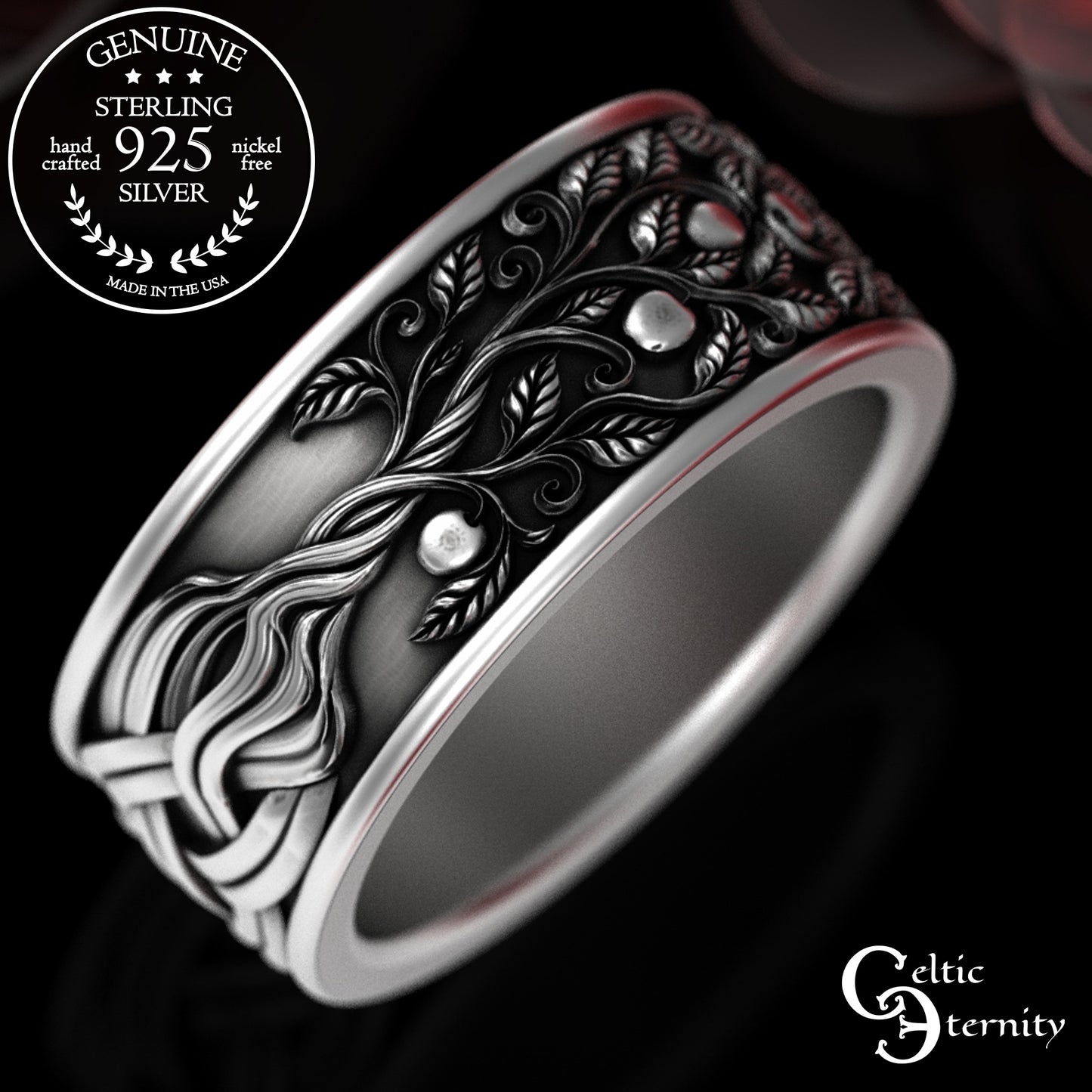 Sterling Men's Celtic Tree of Life Wedding Band, 3355