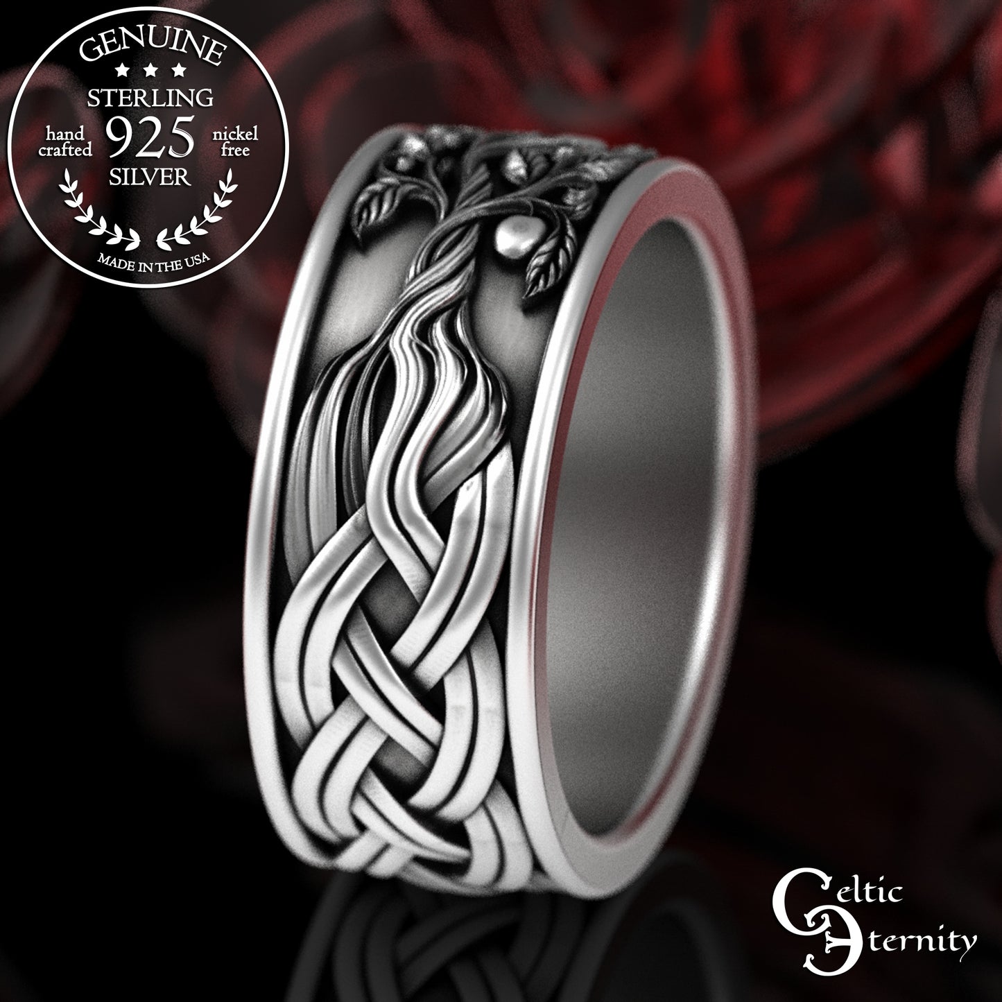 Sterling Men's Celtic Tree of Life Wedding Band, 3355
