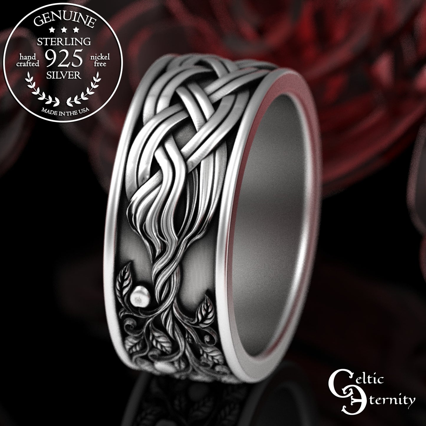 Sterling Men's Celtic Tree of Life Wedding Band, 3355