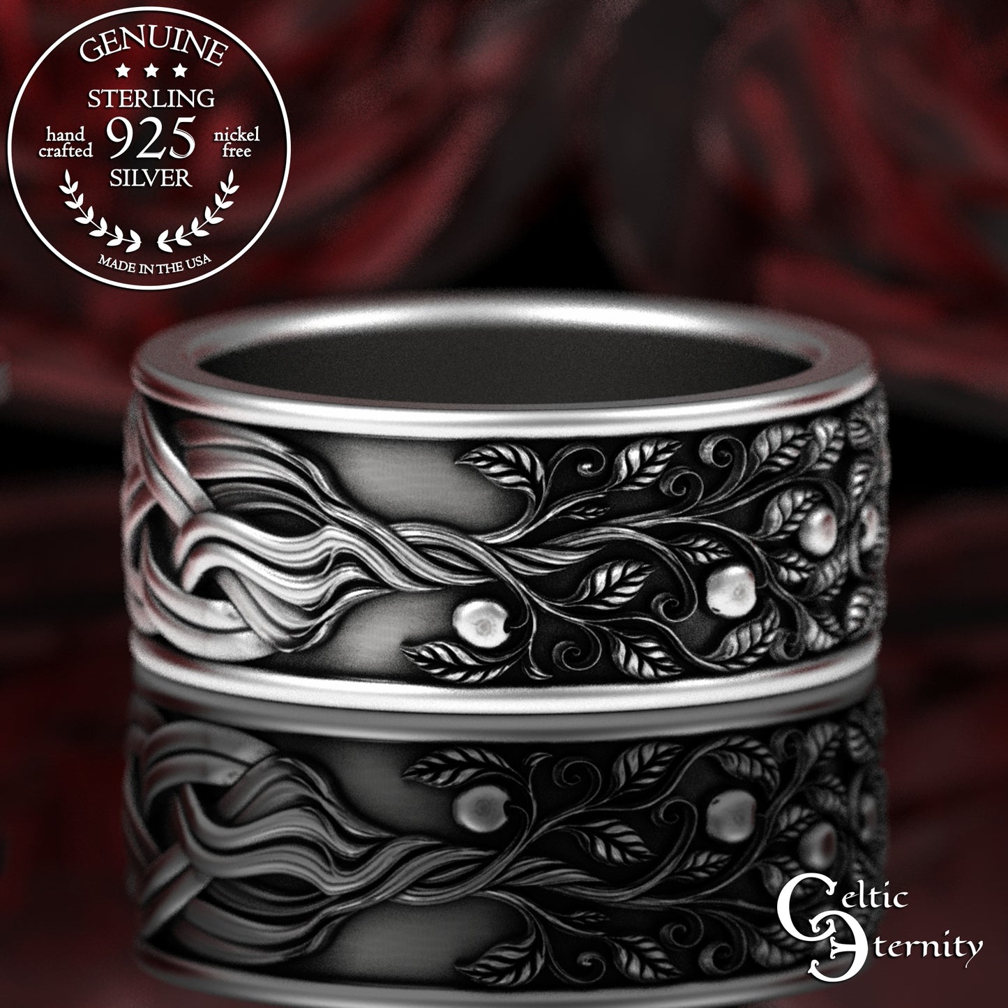Sterling Men's Celtic Tree of Life Wedding Band, 3355