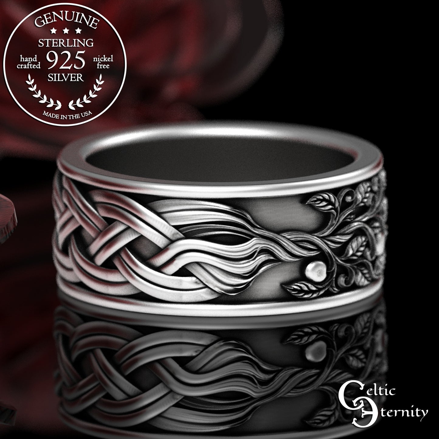 Sterling Men's Celtic Tree of Life Wedding Band, 3355