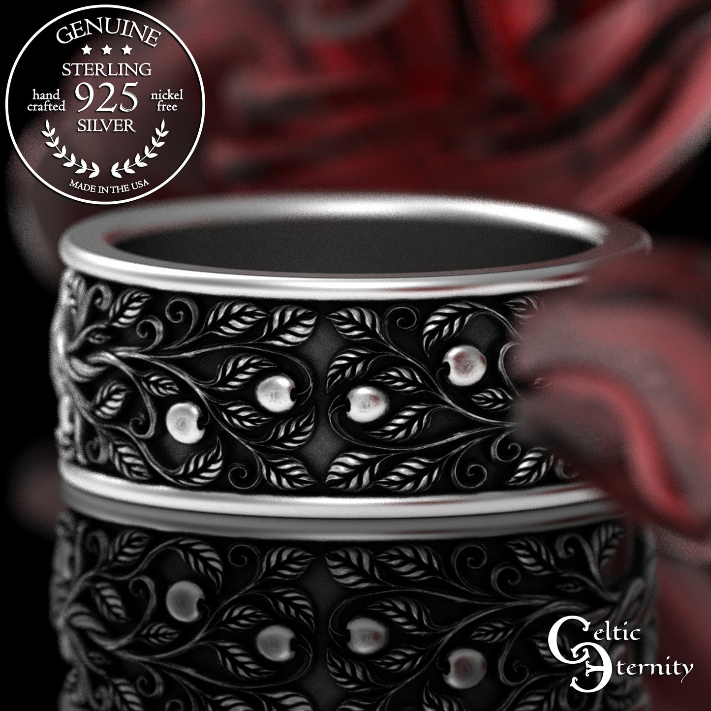Sterling Men's Celtic Tree of Life Wedding Band, 3355