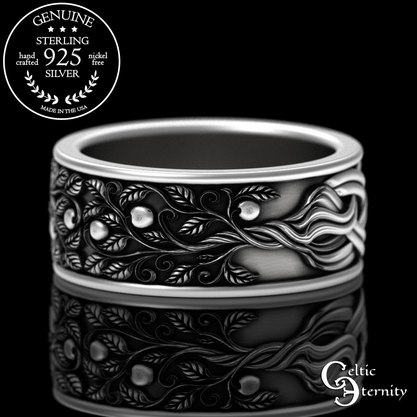 Sterling Men's Celtic Tree of Life Wedding Band, 3355