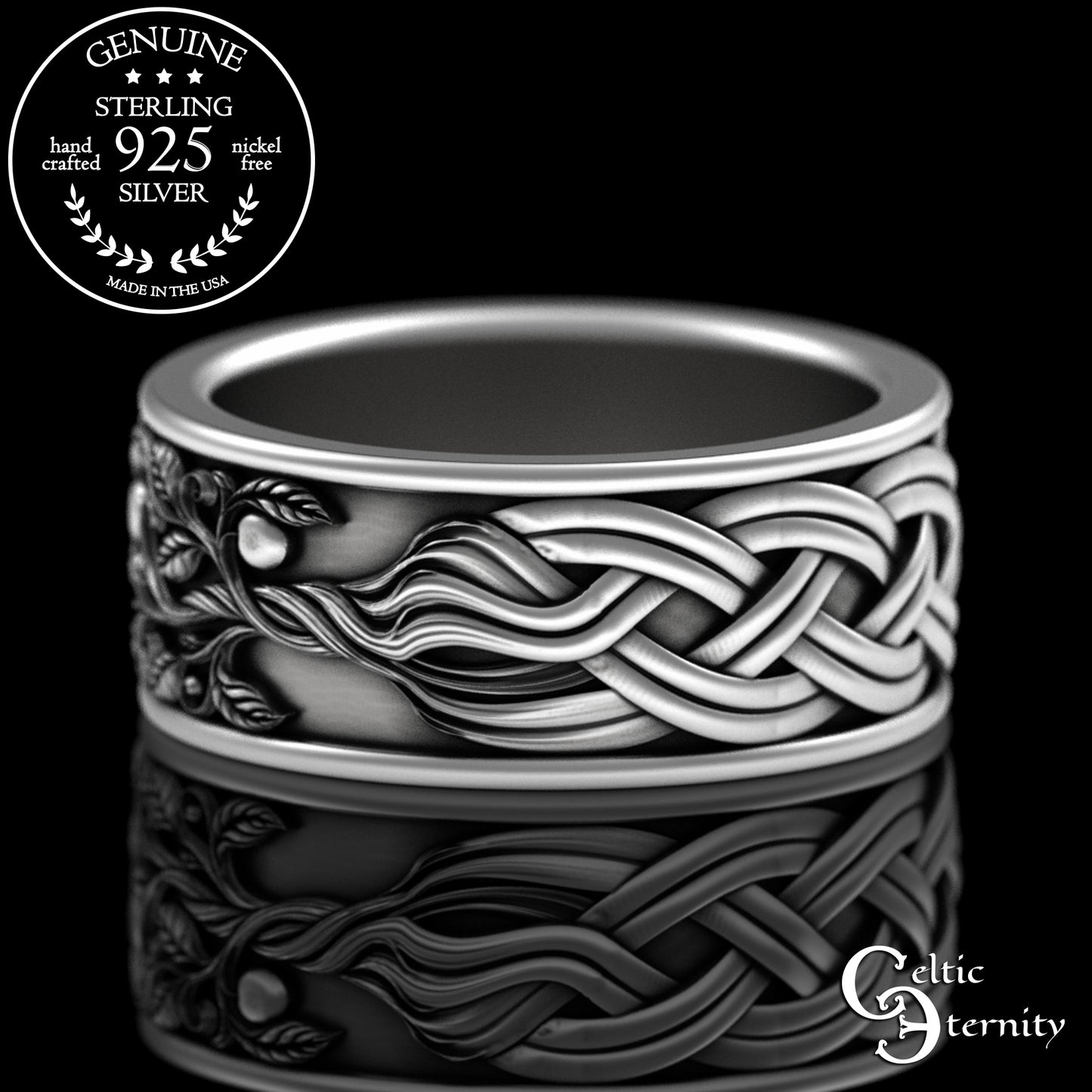 Sterling Men's Celtic Tree of Life Wedding Band, 3355