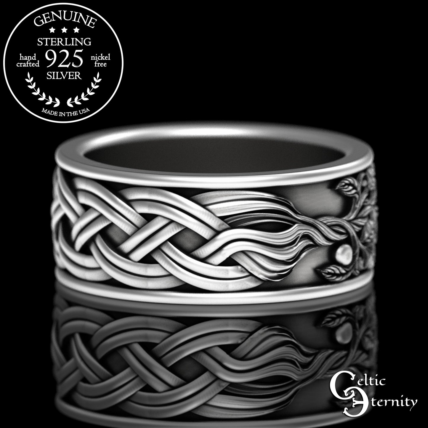 Sterling Men's Celtic Tree of Life Wedding Band, 3355