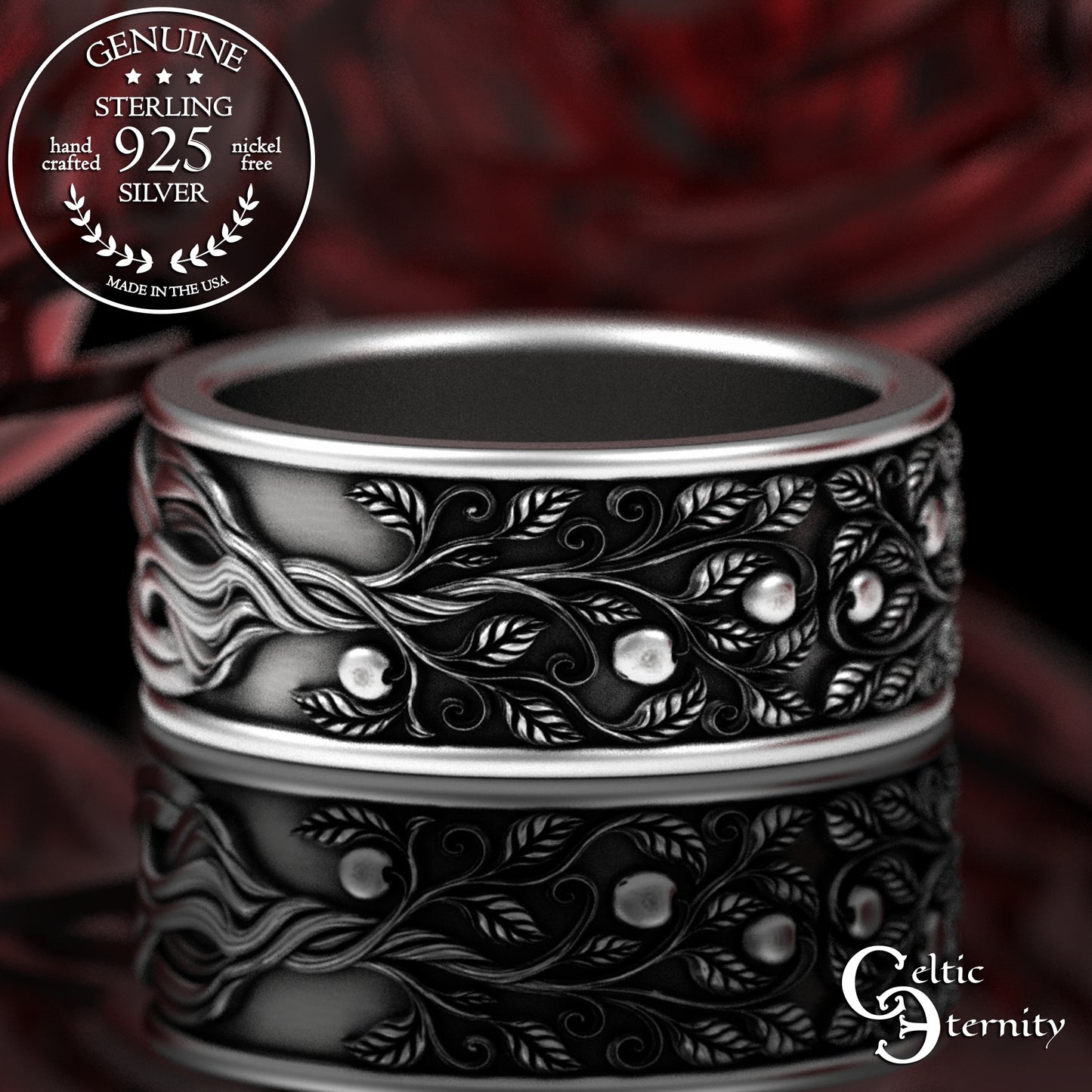 Sterling Men's Celtic Tree of Life Wedding Band, 3355