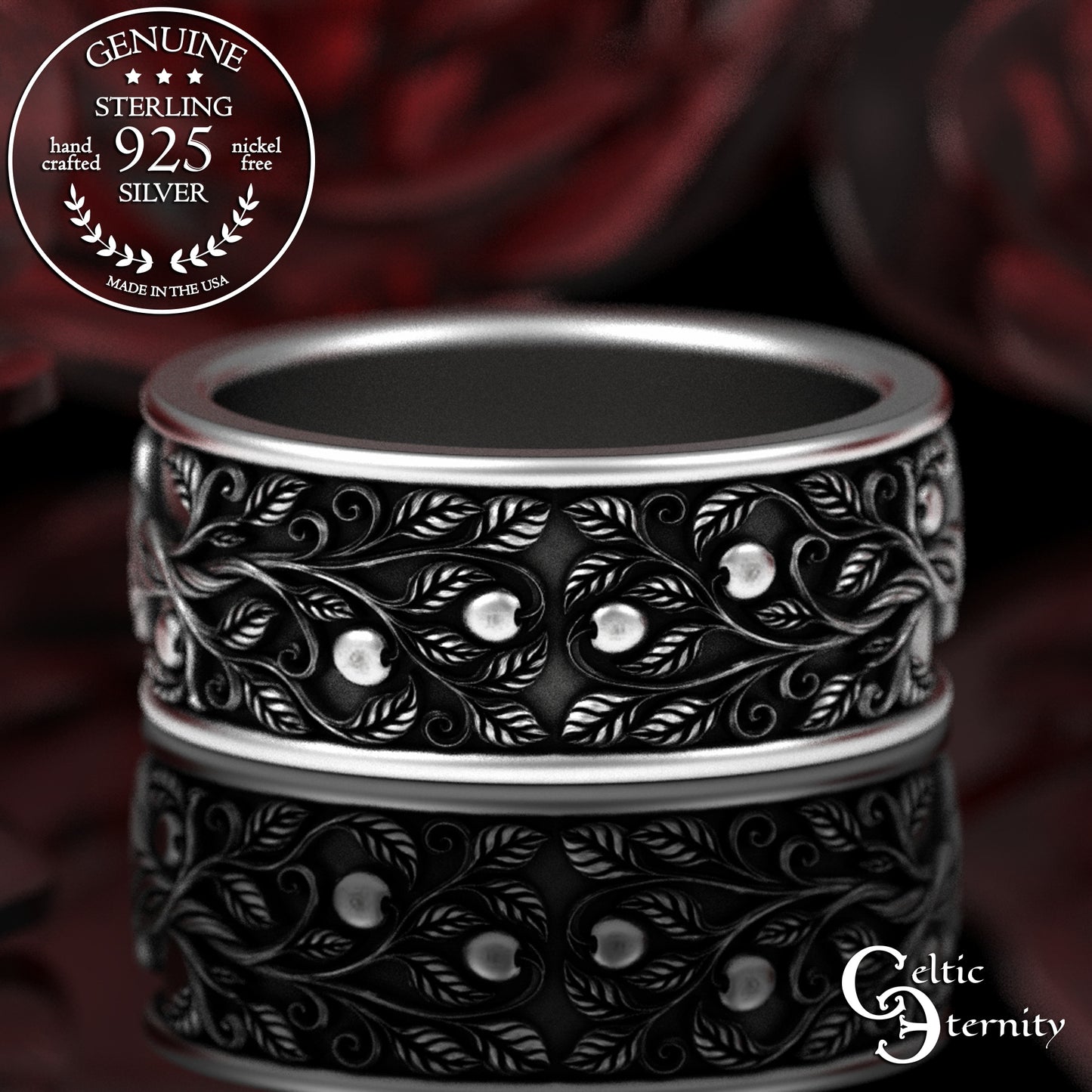 Sterling Men's Celtic Tree of Life Wedding Band, 3355