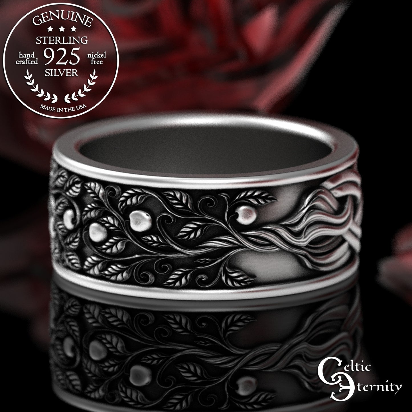 Sterling Men's Celtic Tree of Life Wedding Band, 3355