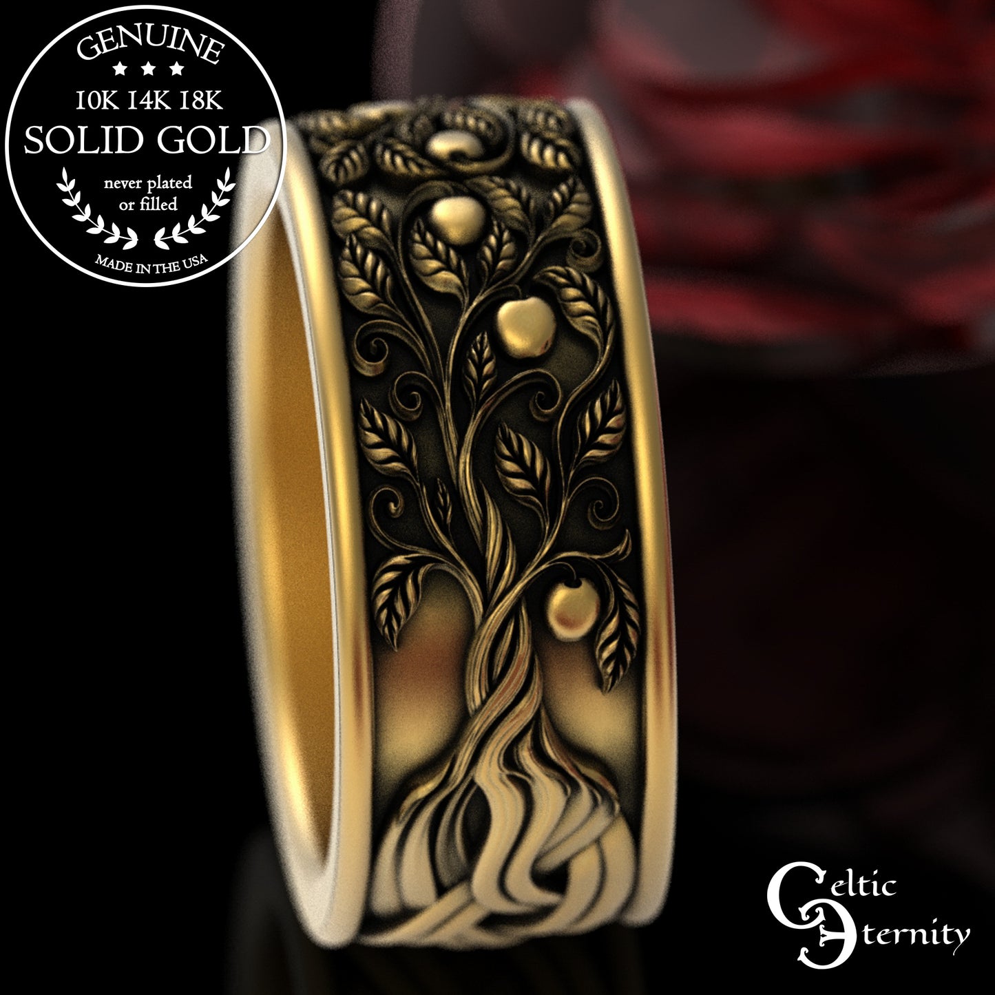 Sterling Men's Celtic Tree of Life Wedding Band, 3355