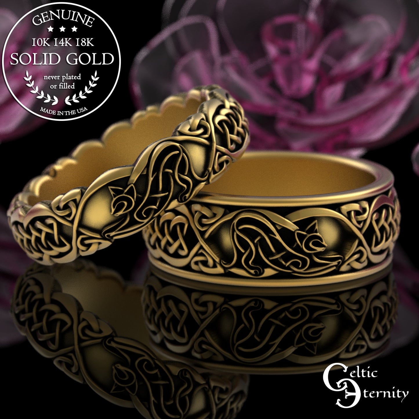 Woman's Sterling Irish Kitty Cat Wedding Band, 3356