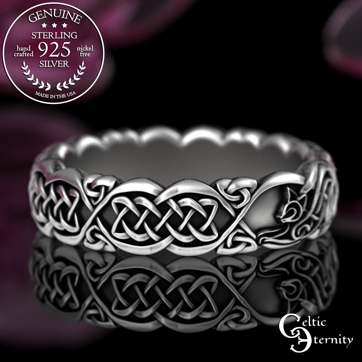 Woman's Sterling Irish Kitty Cat Wedding Band, 3356