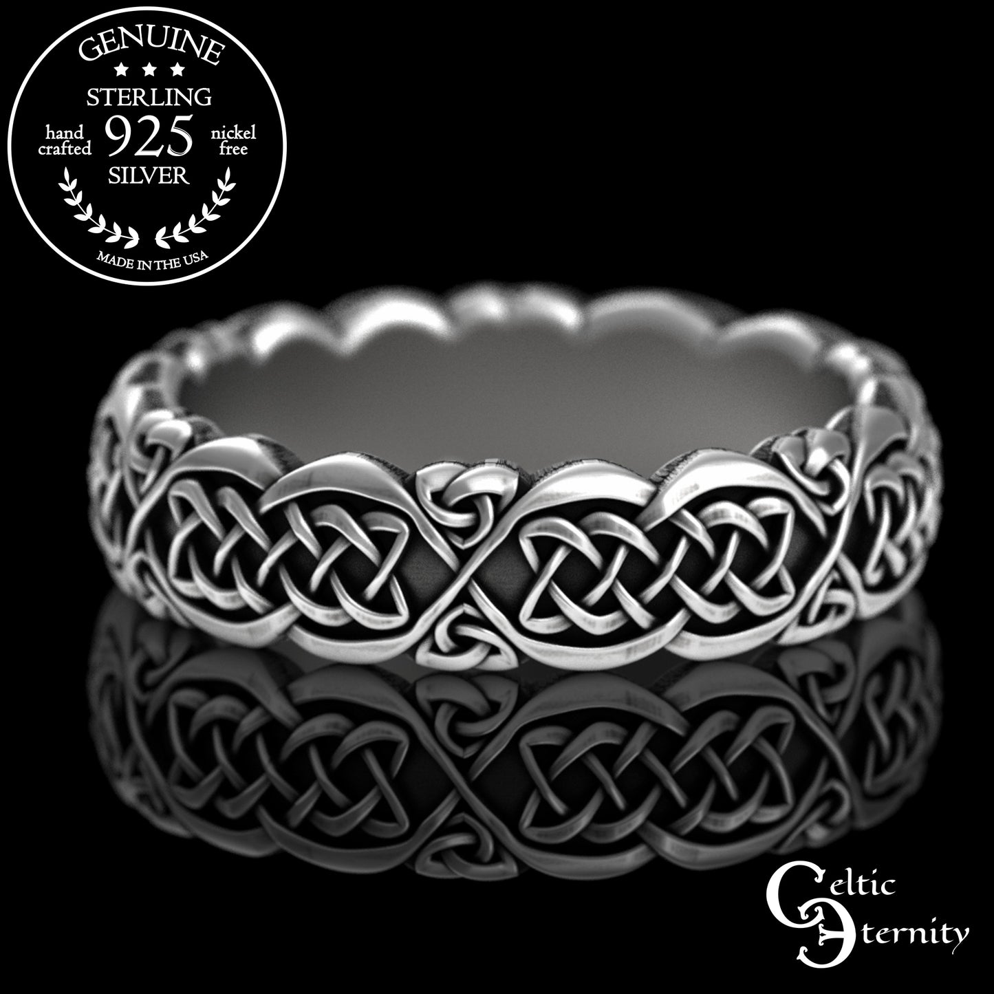 Woman's Sterling Irish Kitty Cat Wedding Band, 3356