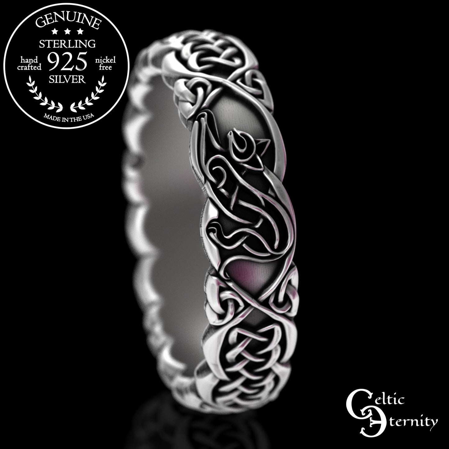 Woman's Sterling Irish Kitty Cat Wedding Band, 3356