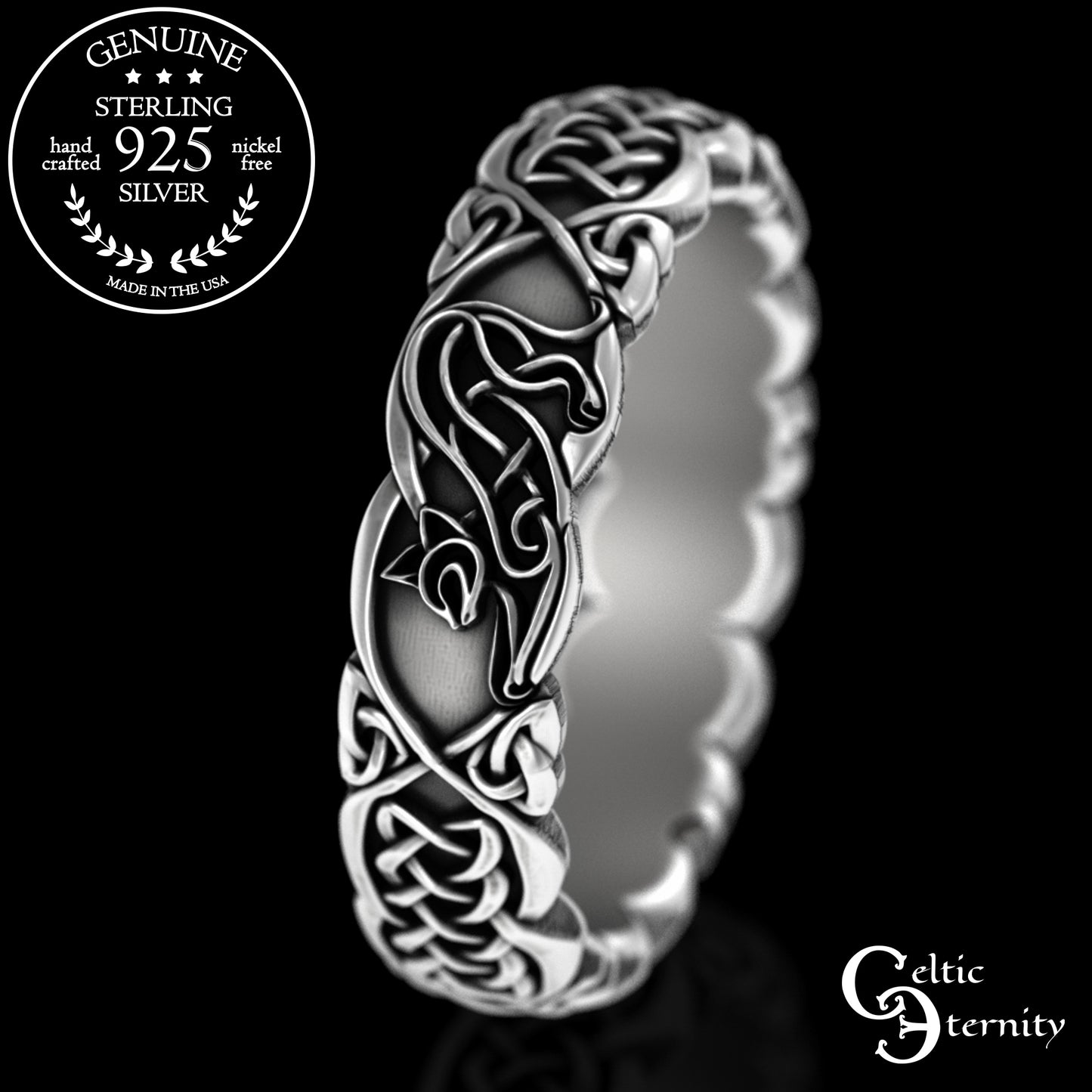 Woman's Sterling Irish Kitty Cat Wedding Band, 3356