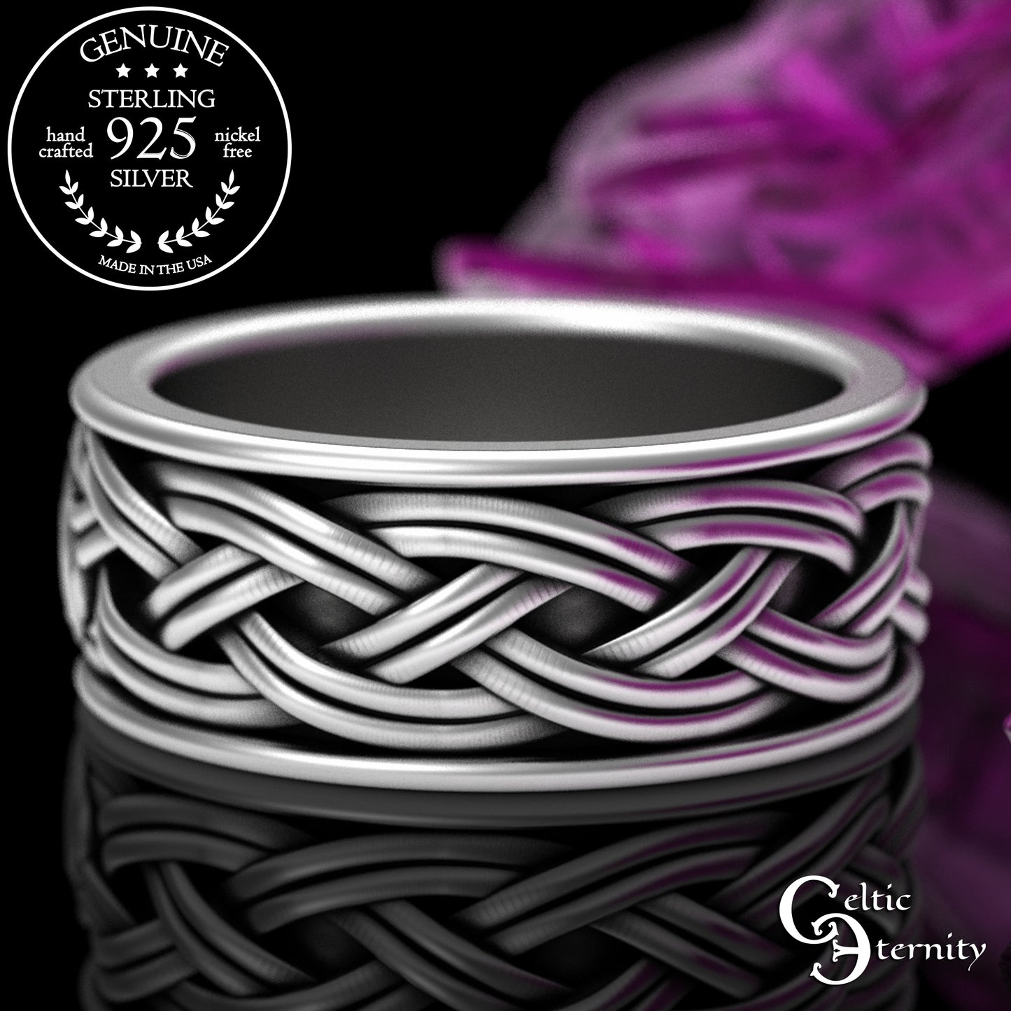 Sterling Men's Scottish Thistle Claddagh Wedding Band, 3359