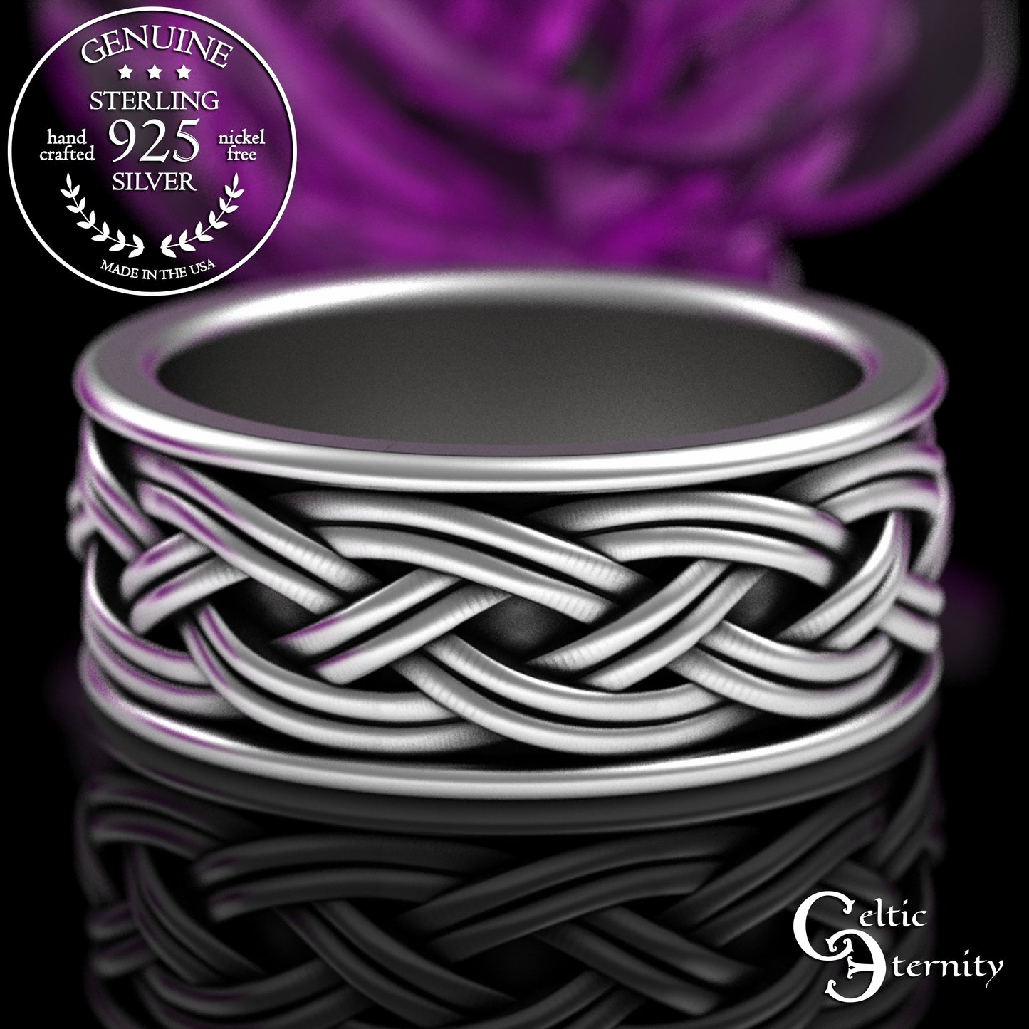 Sterling Matching Thistle & Celtic Claddagh Wedding Band Set, 3360 3359