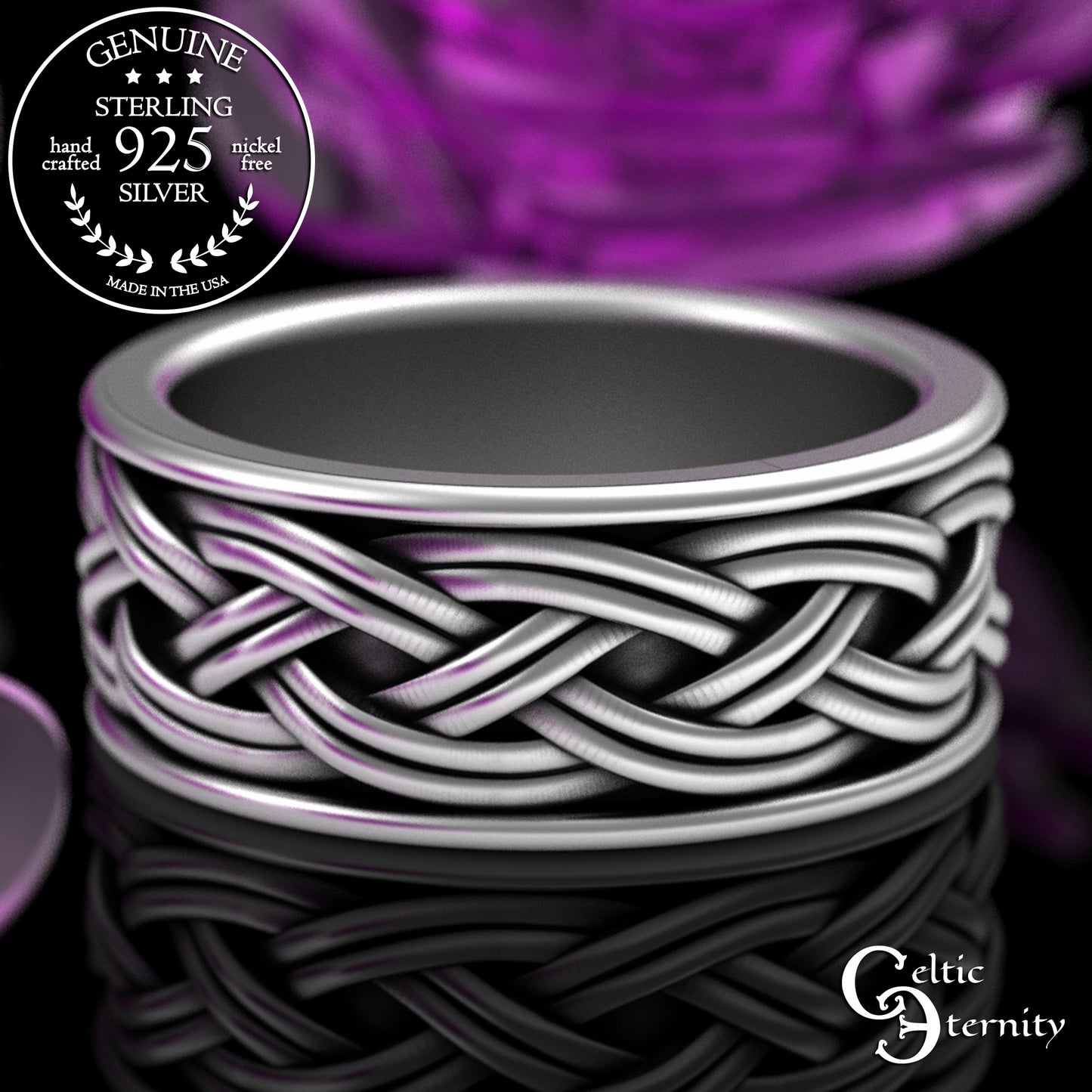 Sterling Men's Scottish Thistle Claddagh Wedding Band, 3359